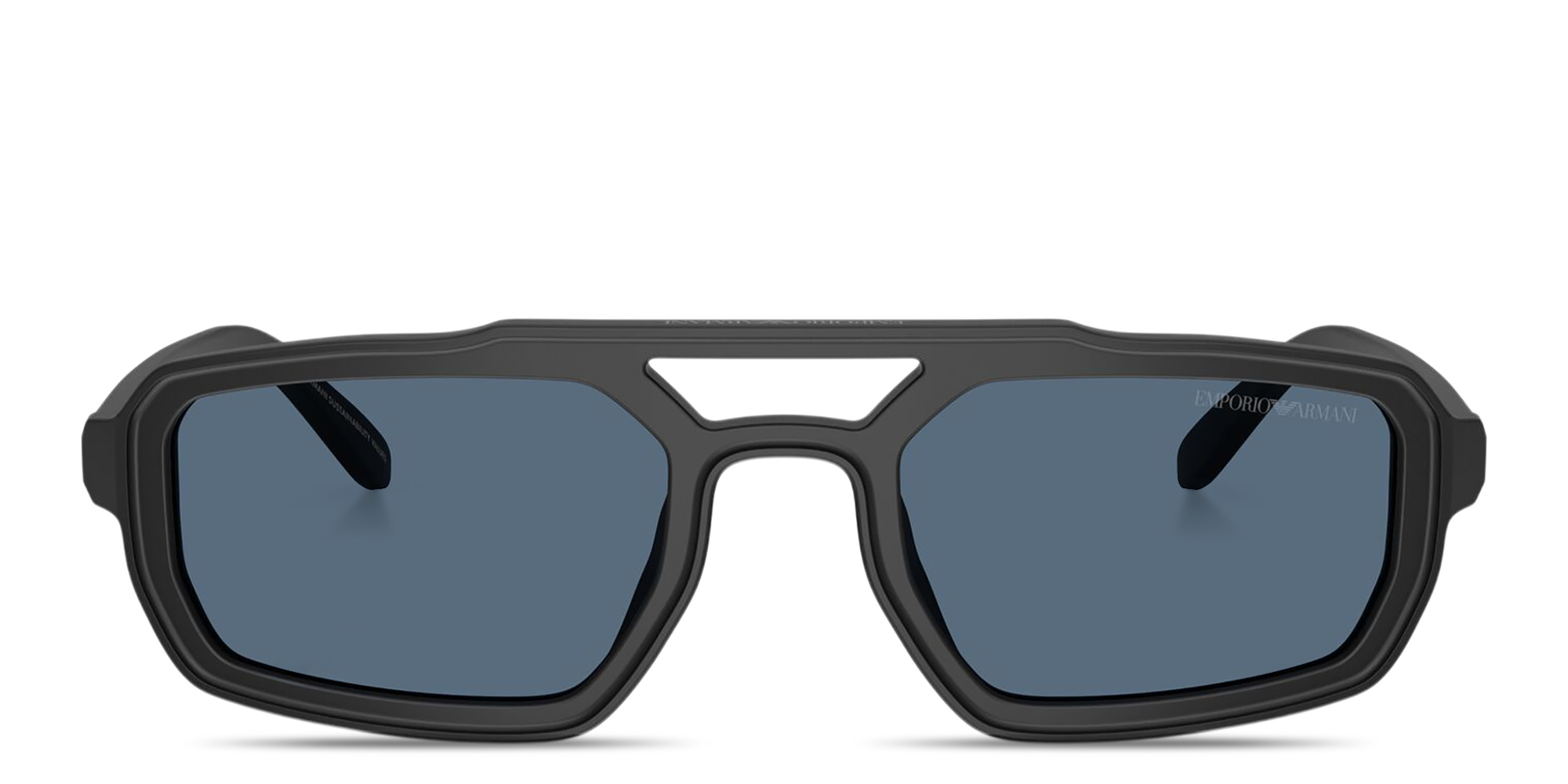 Emporio Armani Logo Signature Irregular Sunglasses in Black – Product Photo 1