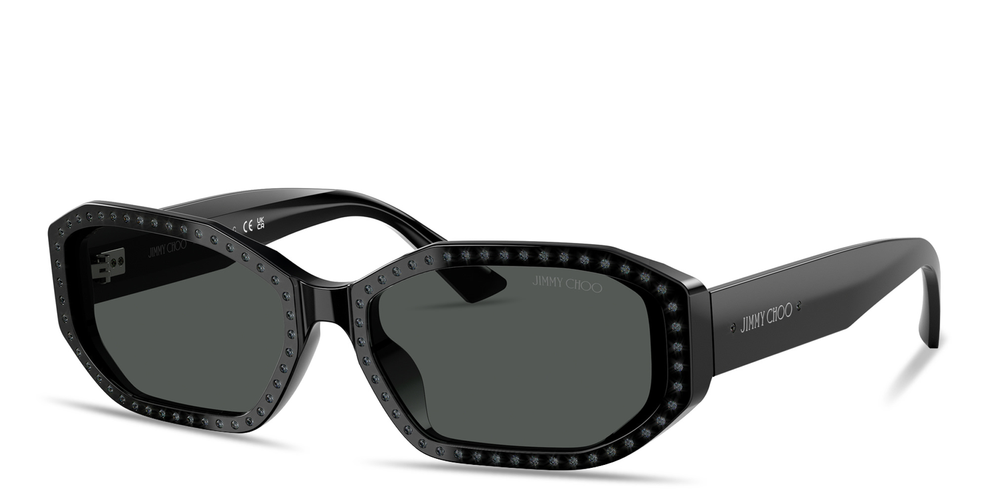JIMMY CHOO Crystal Oval Sunglasses in Black Silver Night – Product Photo 2