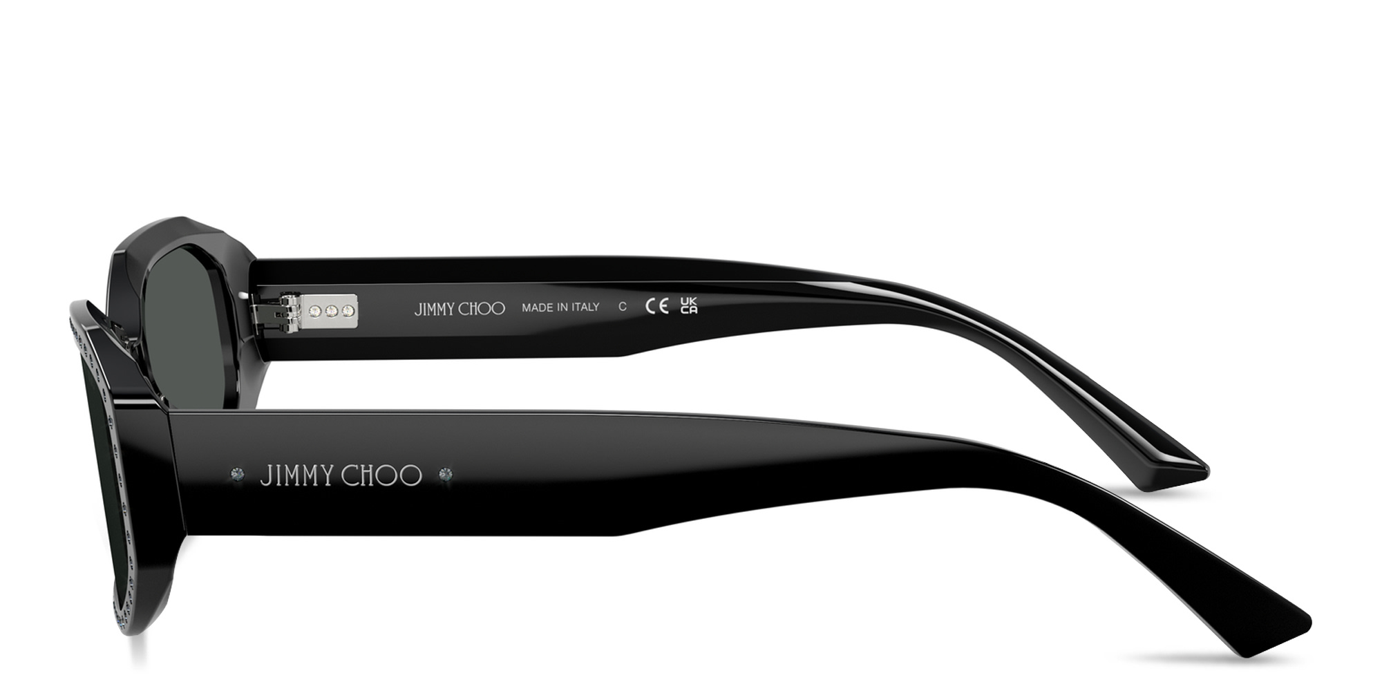 JIMMY CHOO Crystal Oval Sunglasses in Black Silver Night – Product Photo 3