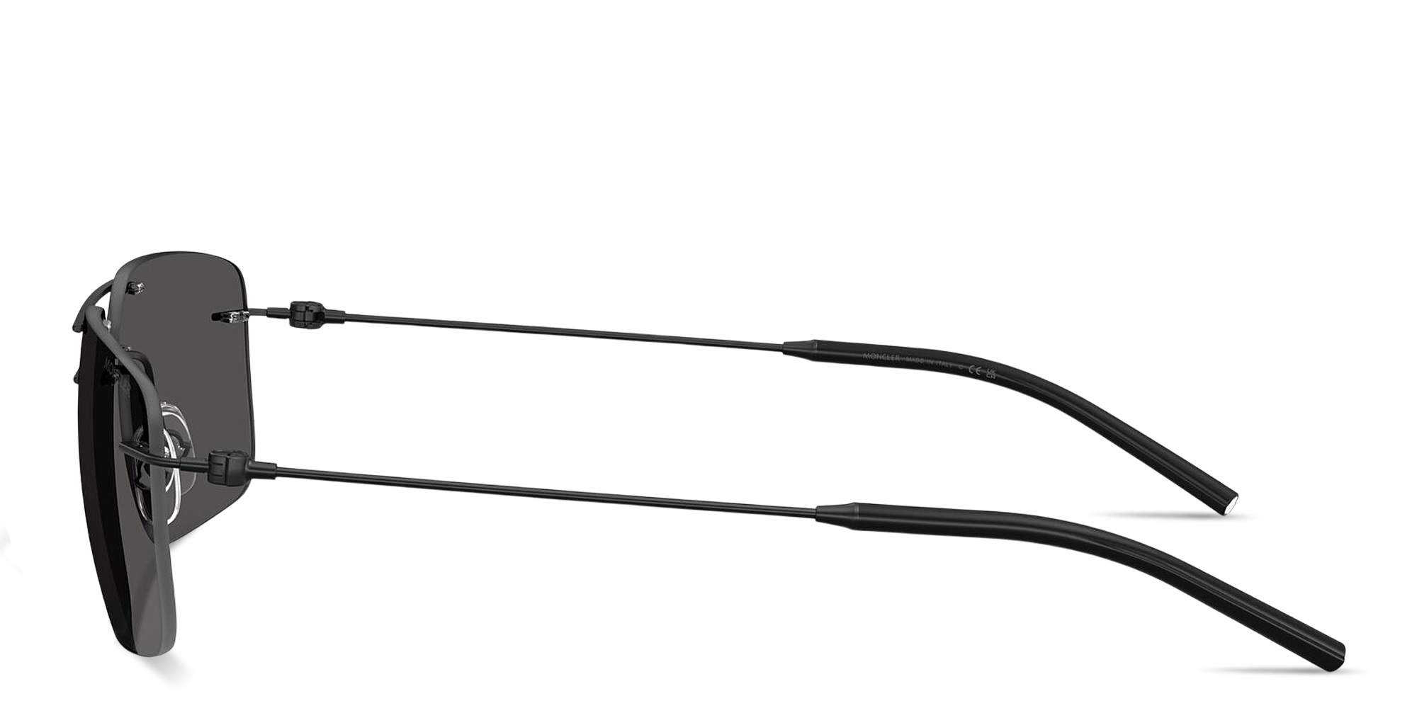 Shop Moncler Doppler Unisex Rimless Rectangle Sunglasses in Black online.