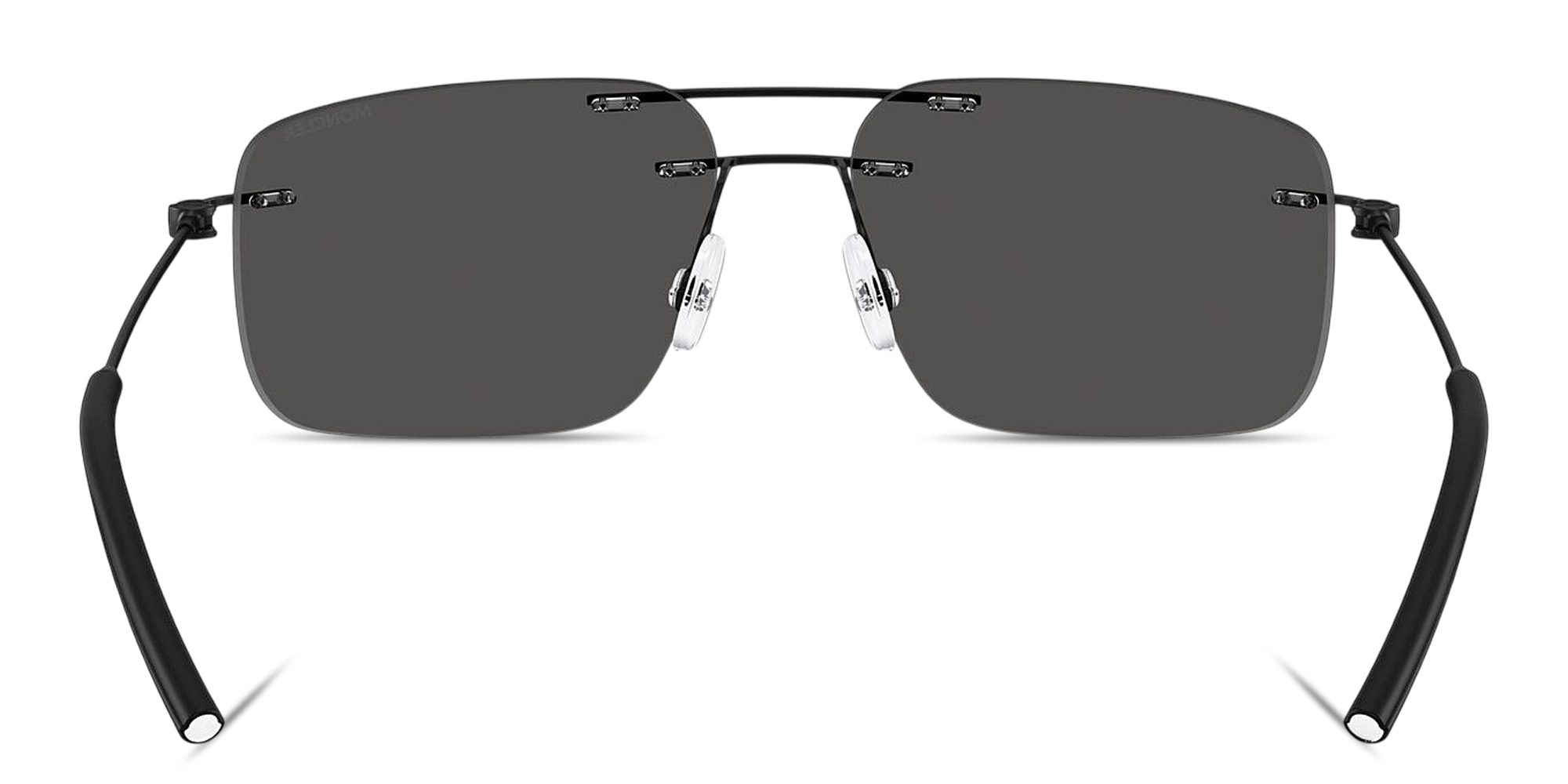 Shop Moncler Doppler Unisex Rimless Rectangle Sunglasses in Black online.