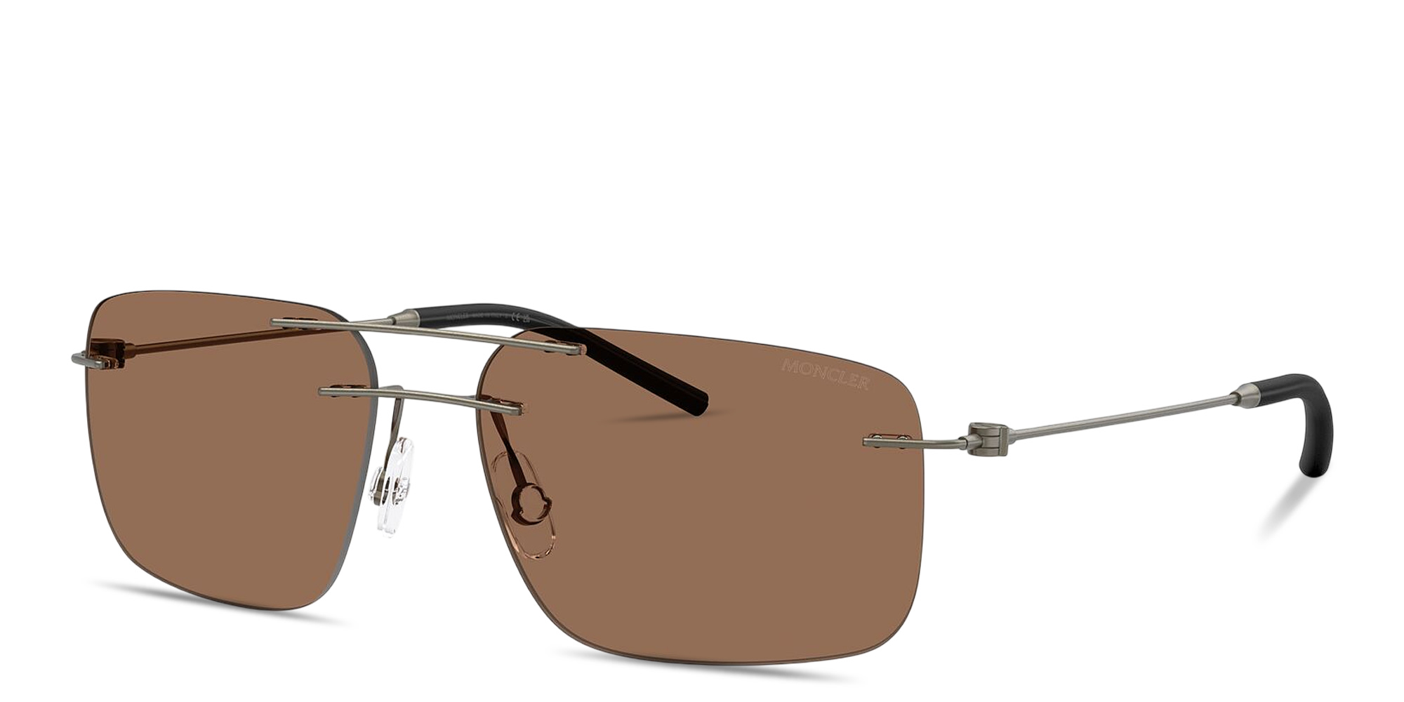 Shop Moncler Doppler Unisex Rimless Rectangle Sunglasses in Matte Anthracite online.