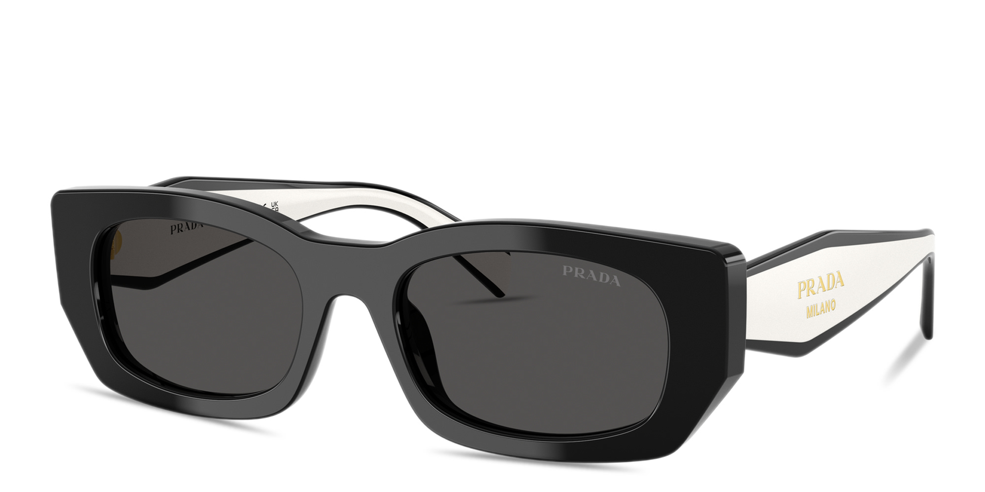 Shop PRADA Logo Signature Pillow Sunglasses in Black online.
