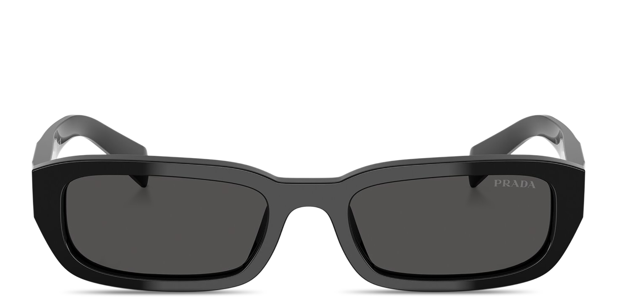 Shop PRADA Logo Signature Rectangle Sunglasses in Black online.