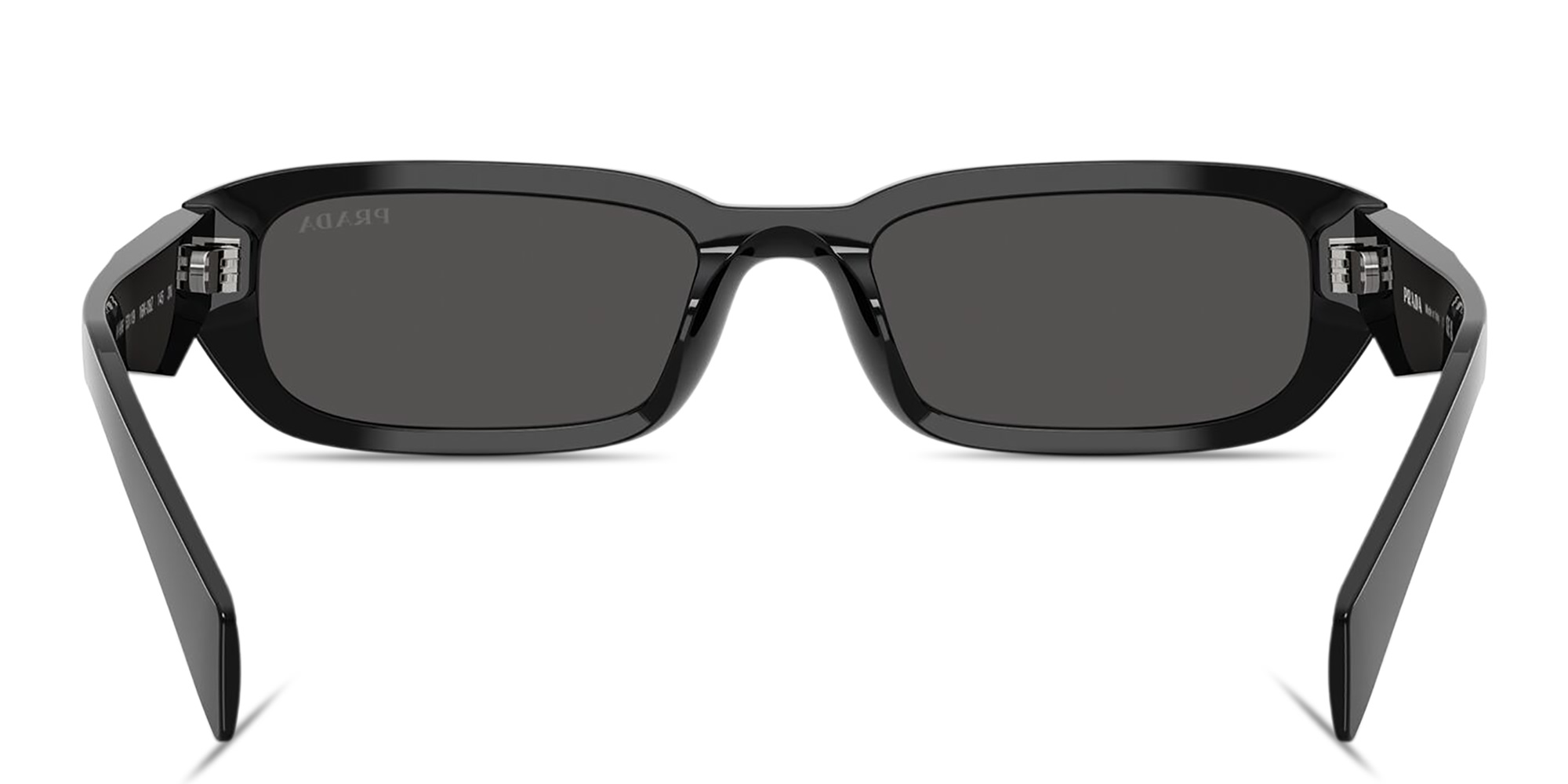 Shop PRADA Logo Signature Rectangle Sunglasses in Black online.