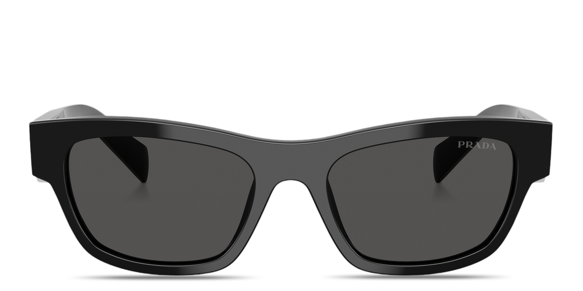 Shop PRADA Triangle Logo Butterfly Sunglasses in Black online.