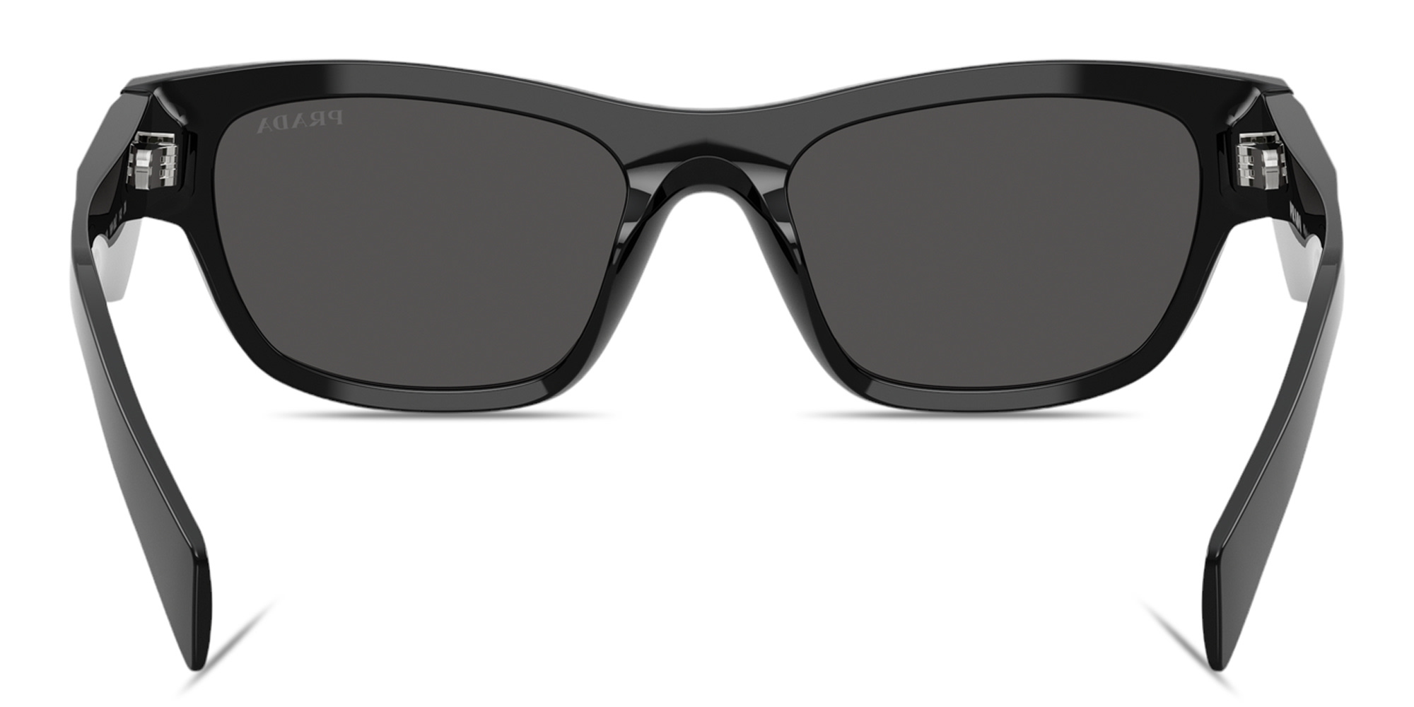 Shop PRADA Triangle Logo Butterfly Sunglasses in Black online.