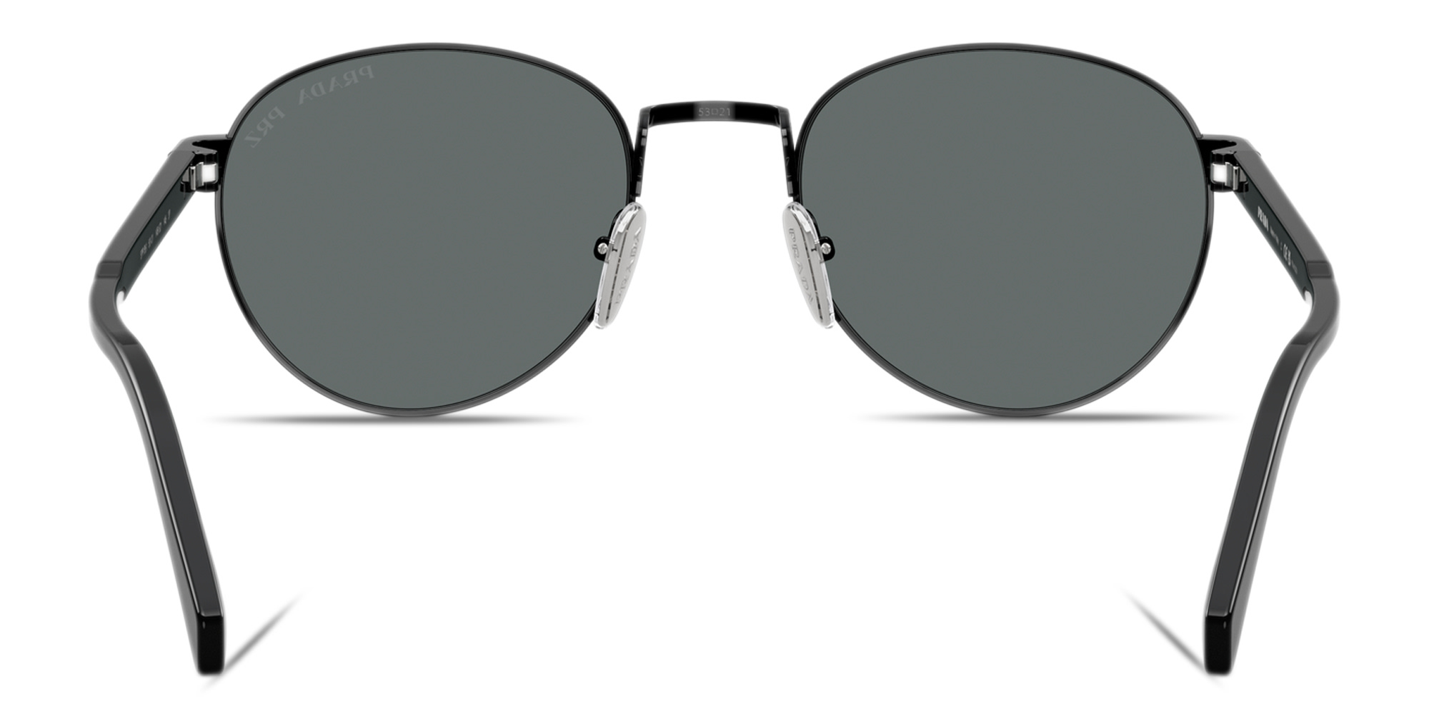 Shop PRADA Engraved Logo Panthos Sunglasses in Shiny Black online.