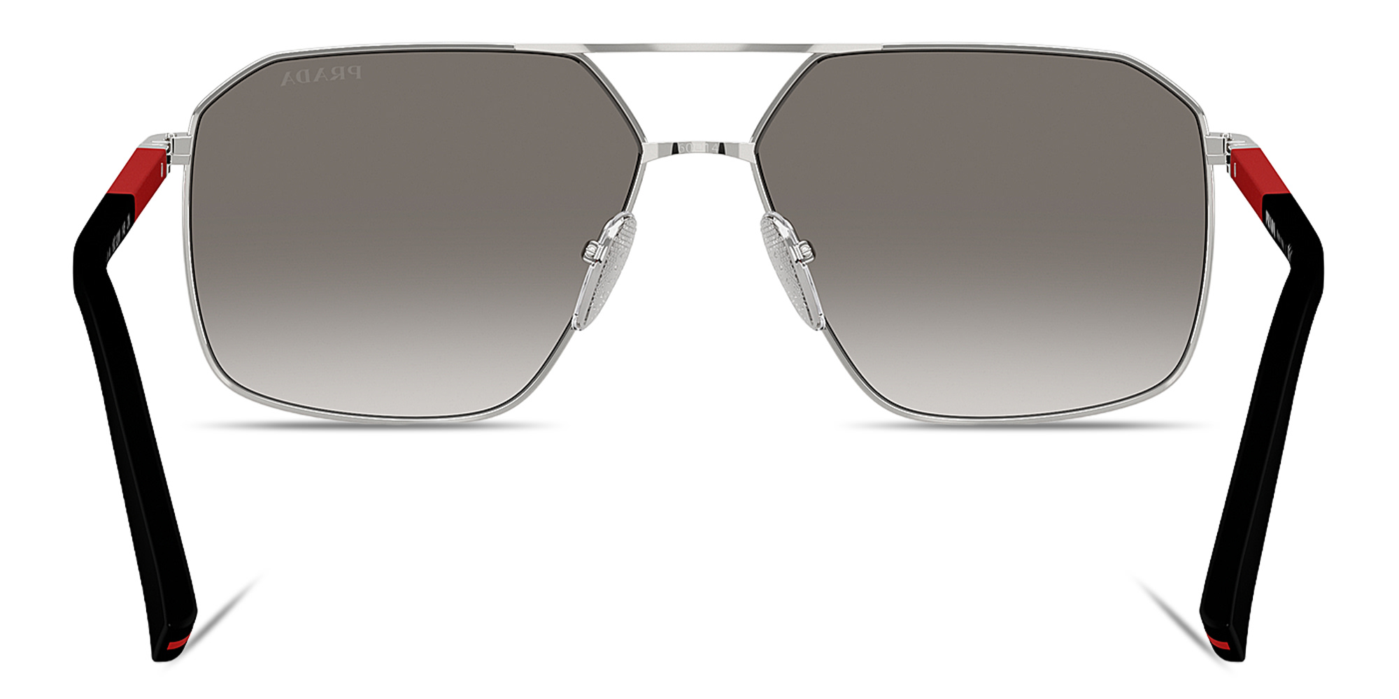 Shop Prada Linea Rossa Logo Signature Irregular Sunglasses in Silver online.
