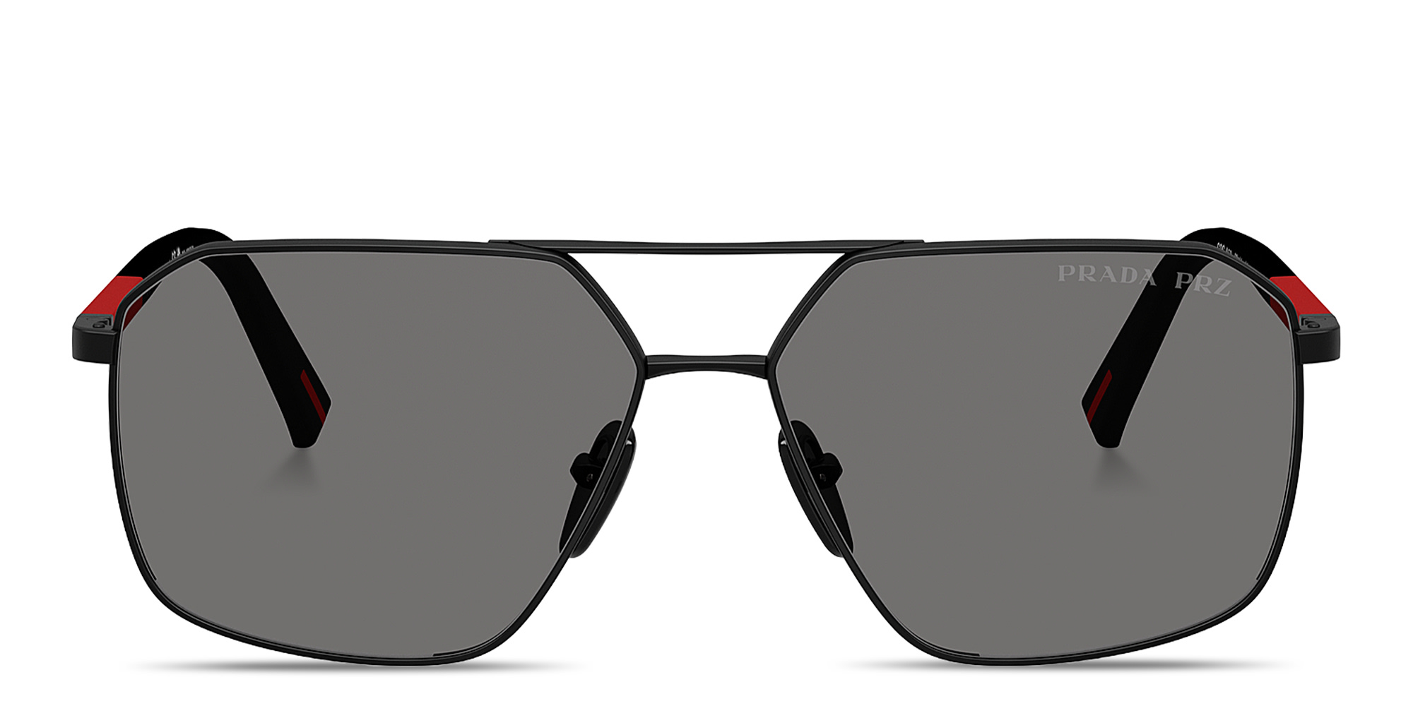 Shop Prada Linea Rossa Logo Signature Irregular Sunglasses in Matte Black online.