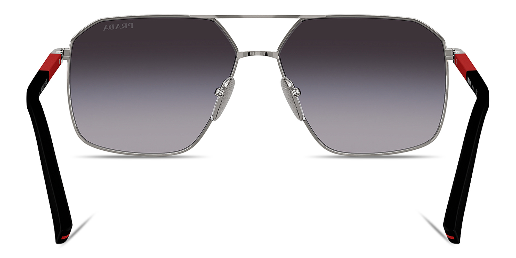 Shop Prada Linea Rossa Logo Signature Irregular Sunglasses in Gunmetal online.