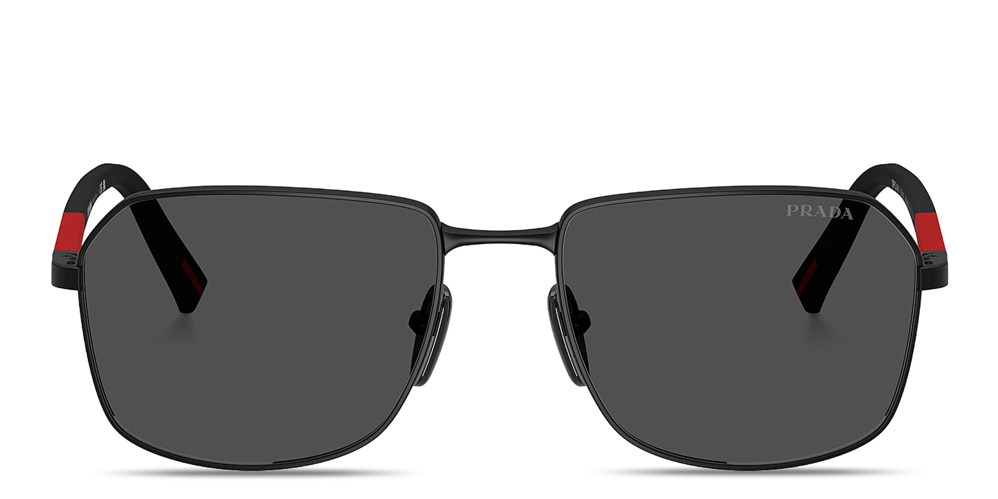 Shop Prada Linea Rossa Logo Signature Rectangle Sunglasses in Matte Black online.
