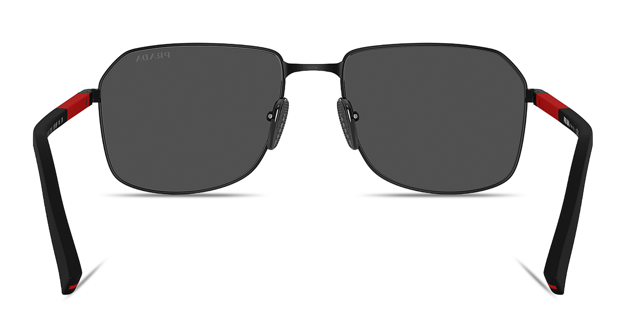 Shop Prada Linea Rossa Logo Signature Rectangle Sunglasses in Matte Black online.