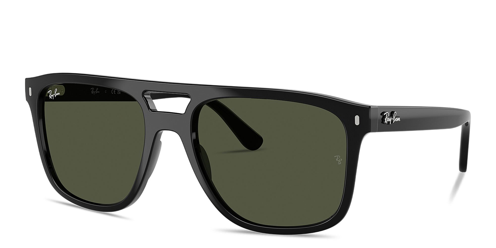 Shop Ray-Ban Logo-Embossed Unisex Square Sunglasses in Black online.
