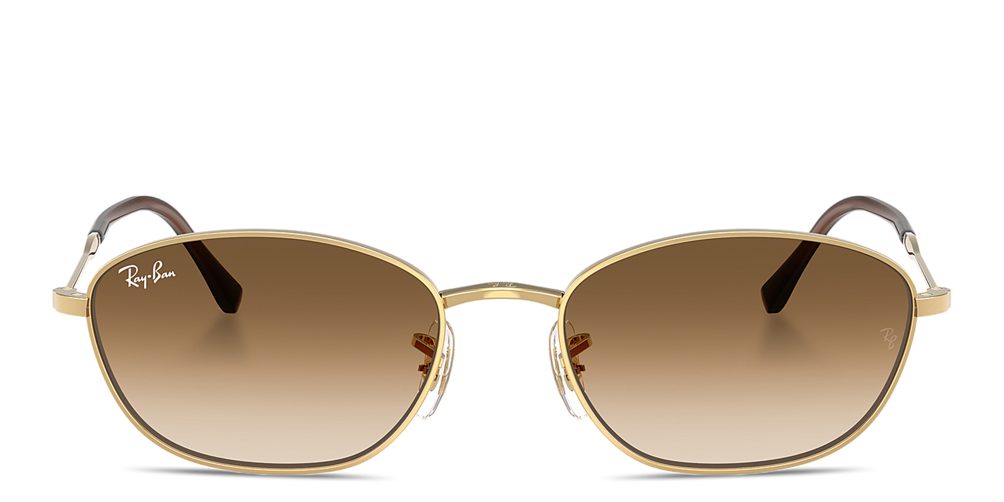 Shop Ray-Ban Logo-Engraved Irregular Sunglasses in Arista online.
