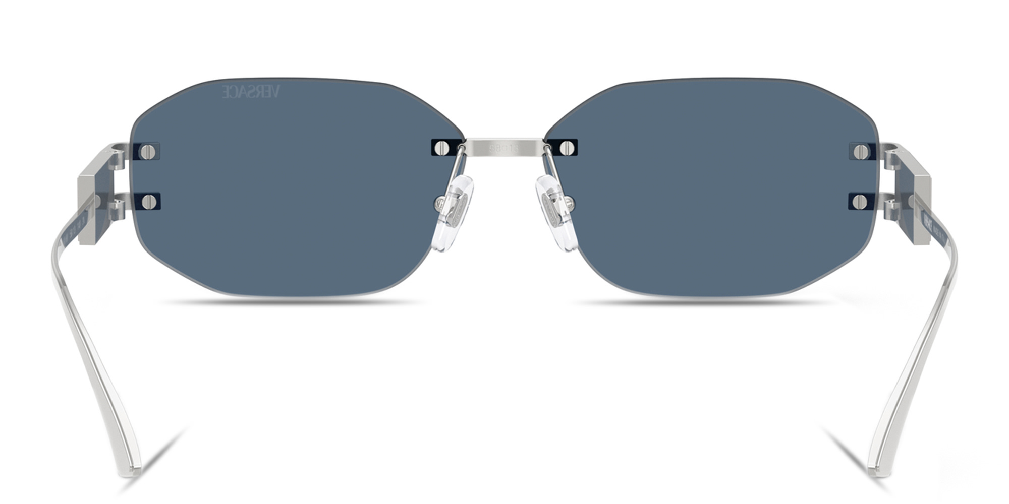 Shop VERSACE Rimless Irregular Sunglasses in Silver online.