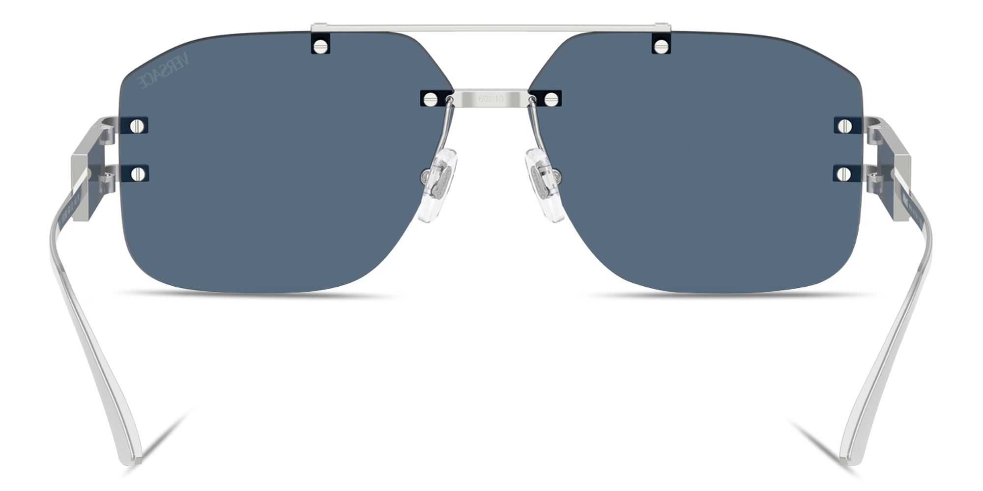 Shop VERSACE Rimless Irregular Sunglasses in Silver online.