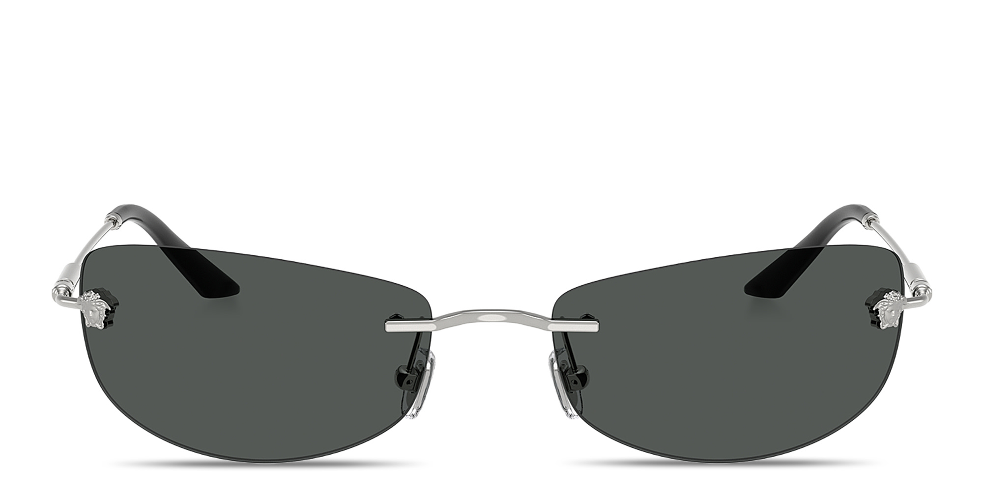 VERSACE Runway Rimless Rectangle Sunglasses in Silver – Product Photo 1