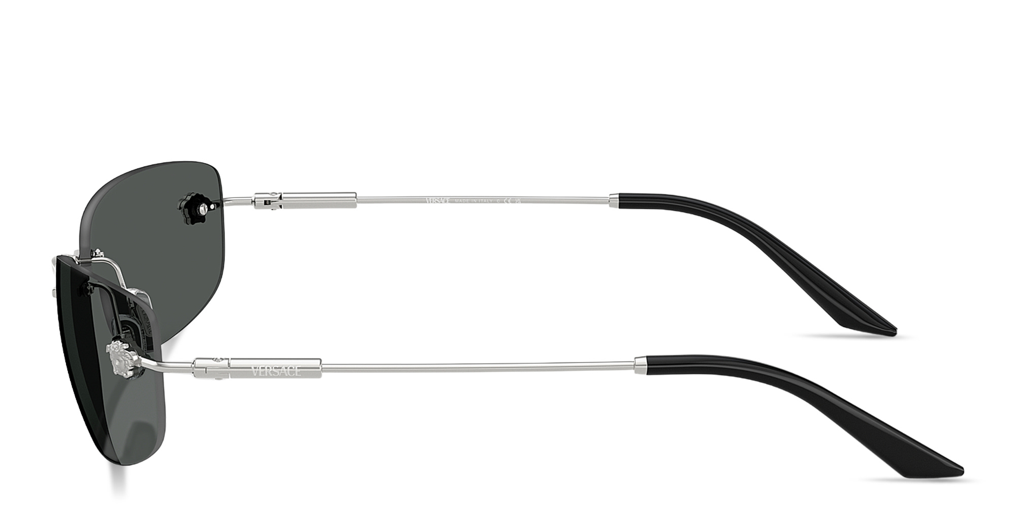 VERSACE Runway Rimless Rectangle Sunglasses in Silver – Product Photo 3