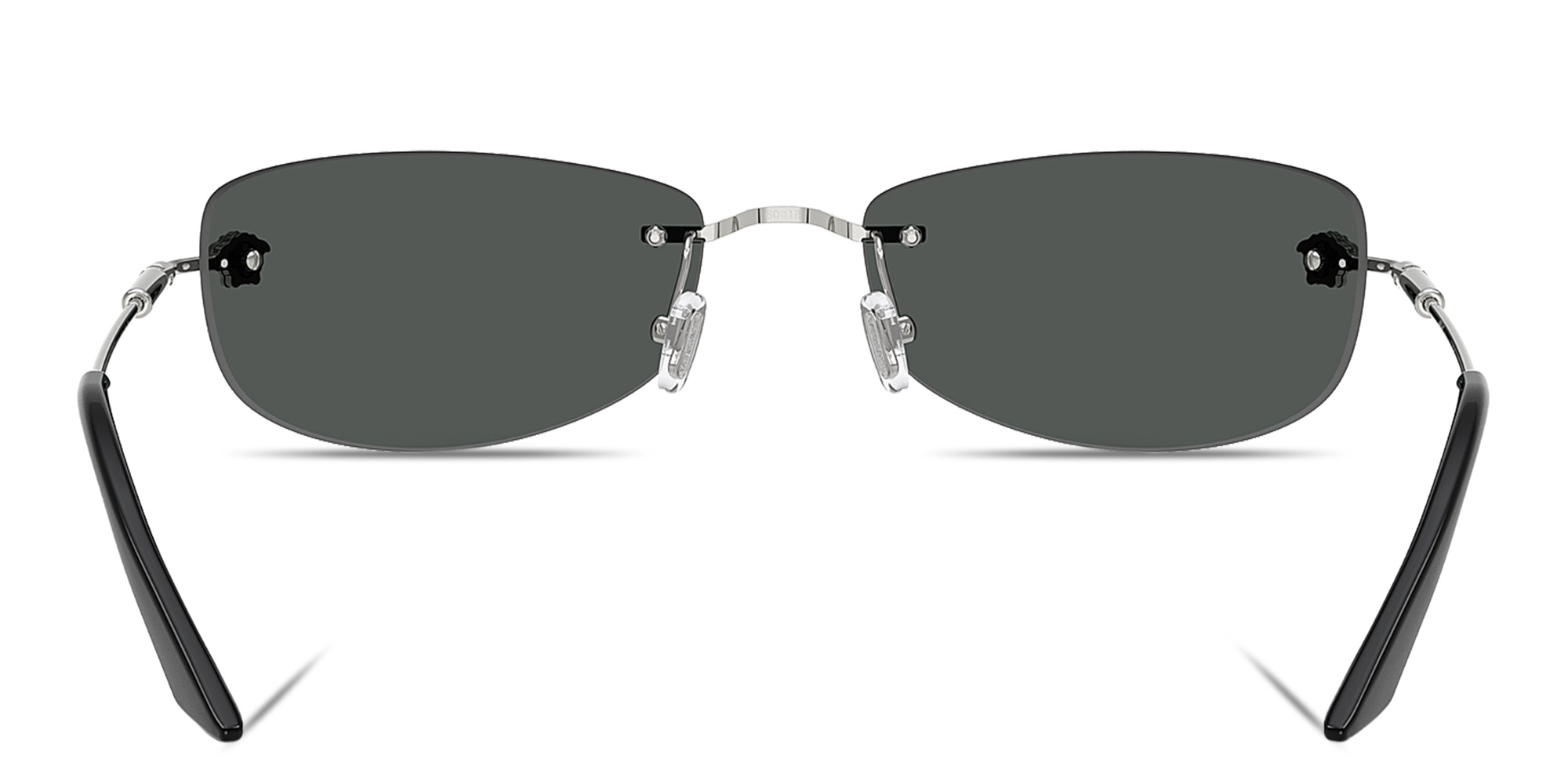VERSACE Runway Rimless Rectangle Sunglasses in Silver – Product Photo 4