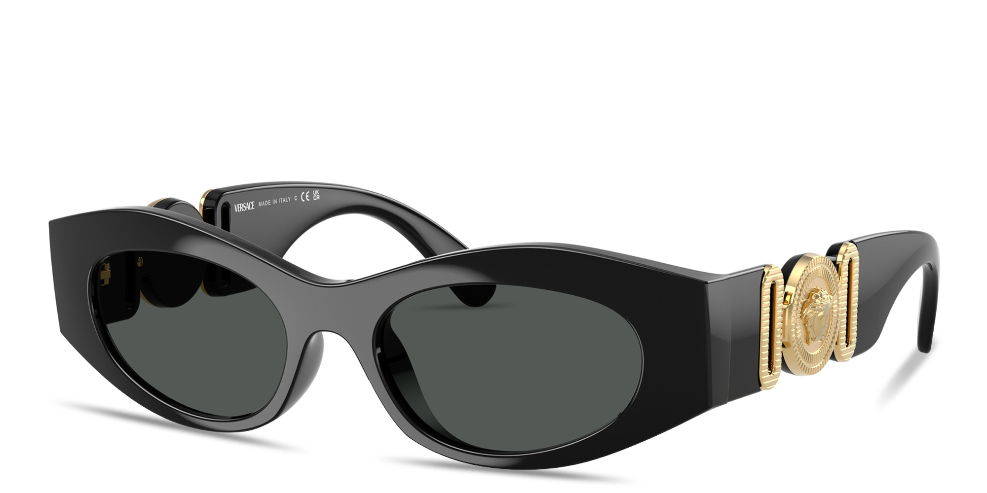 VERSACE Medusa Biggie Oval Sunglasses in Black – Product Photo 2