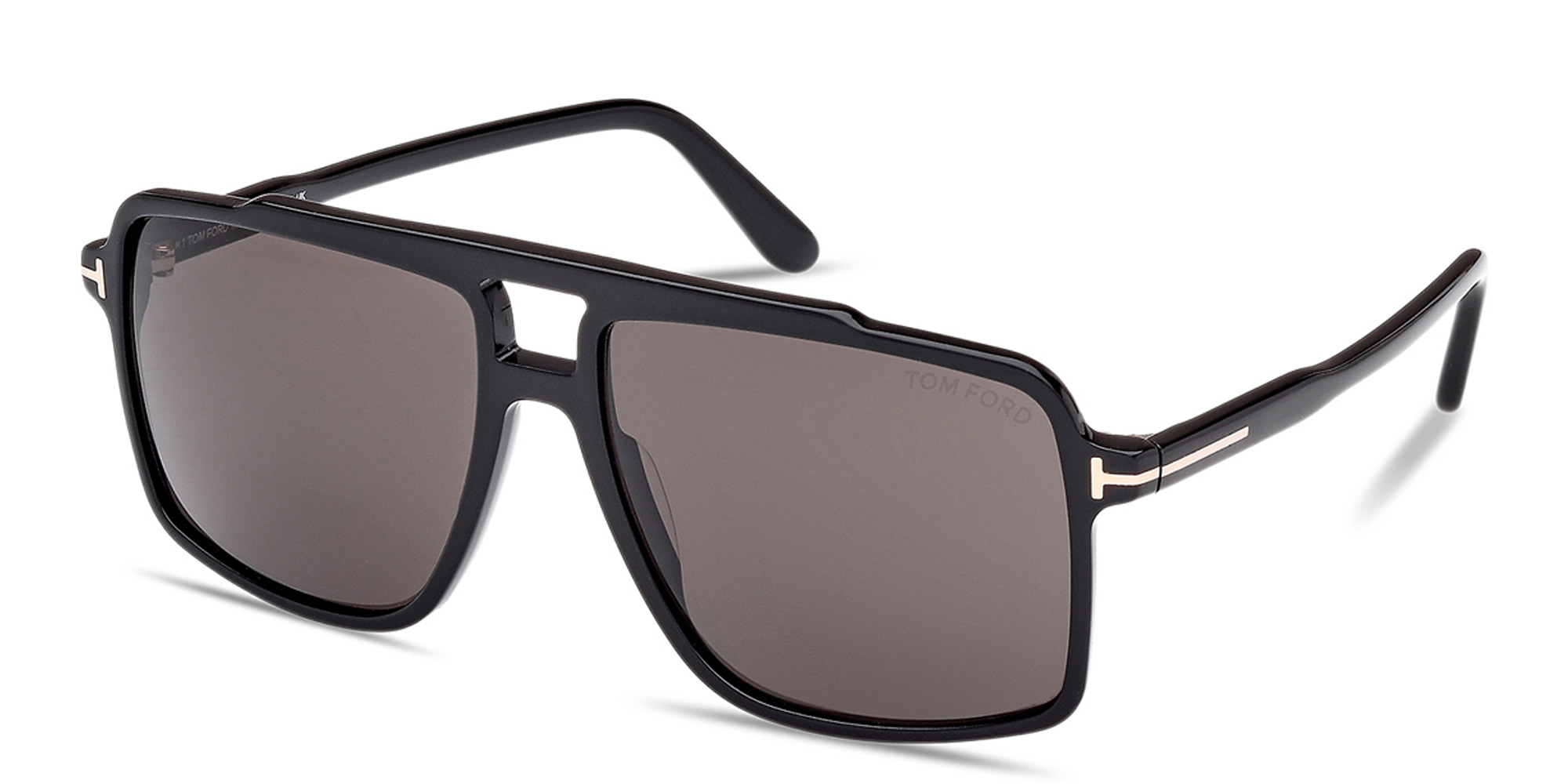 Shop TOM FORD Kemp Aviator Sunglasses in Shiny Black online.