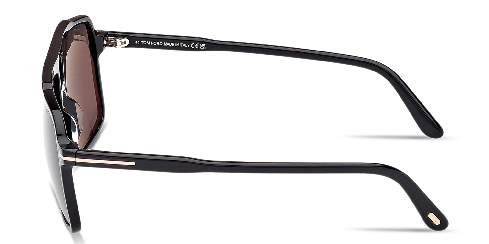 Shop TOM FORD Kemp Aviator Sunglasses in Shiny Black online.