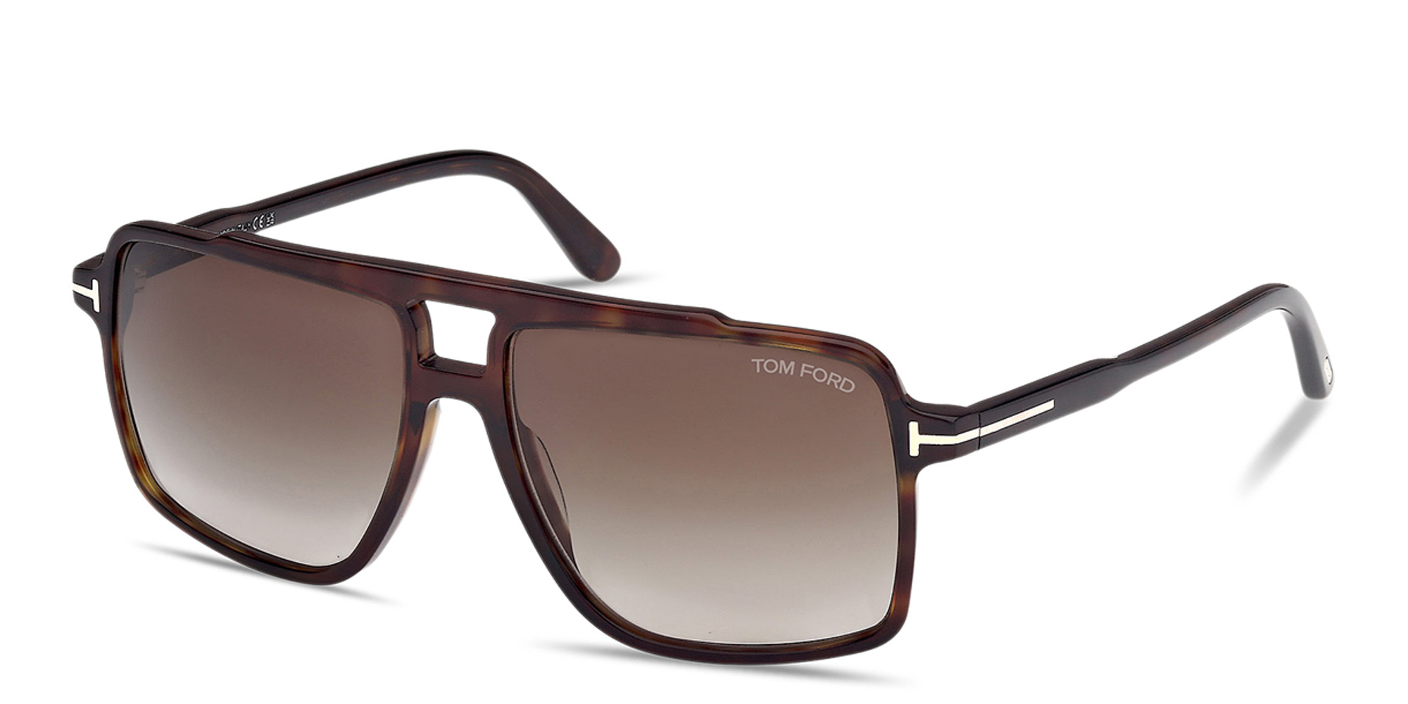 Shop TOM FORD Kemp Aviator Sunglasses in Dark Havana online.