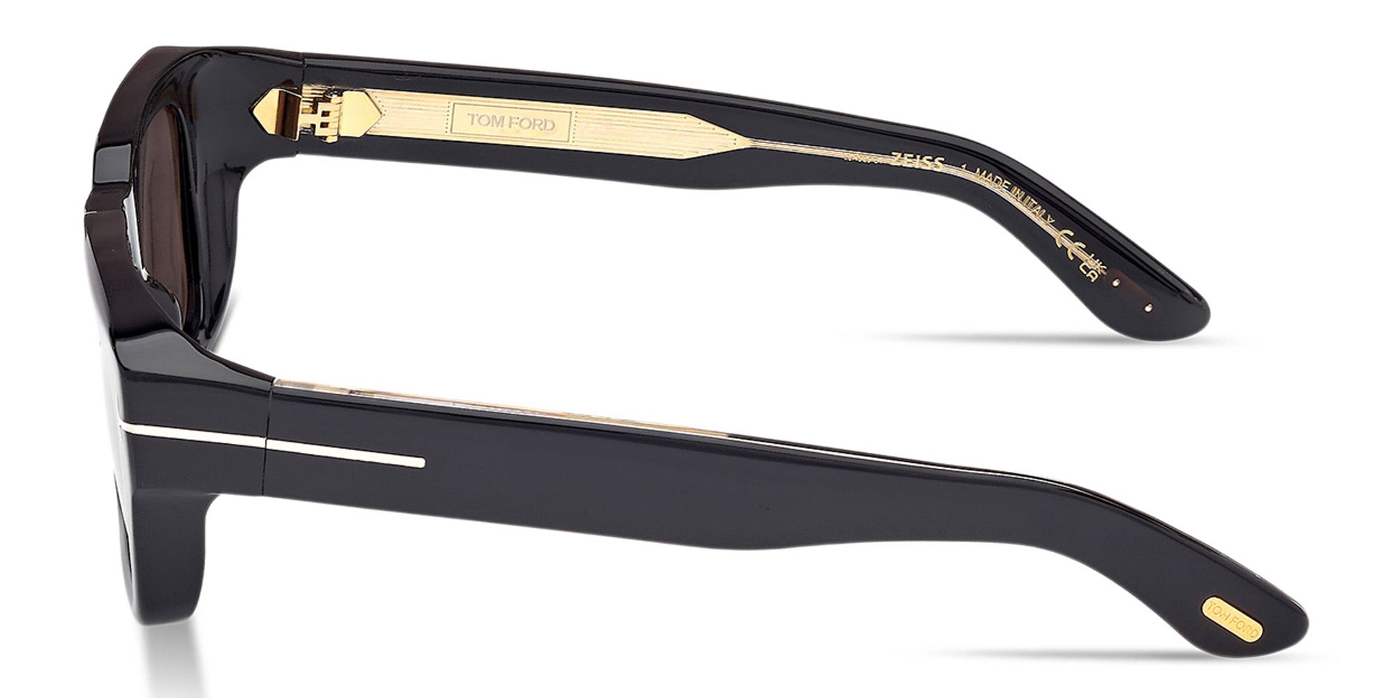 Shop TOM FORD Icon Unisex Rectangle Sunglasses in Shiny Black online.