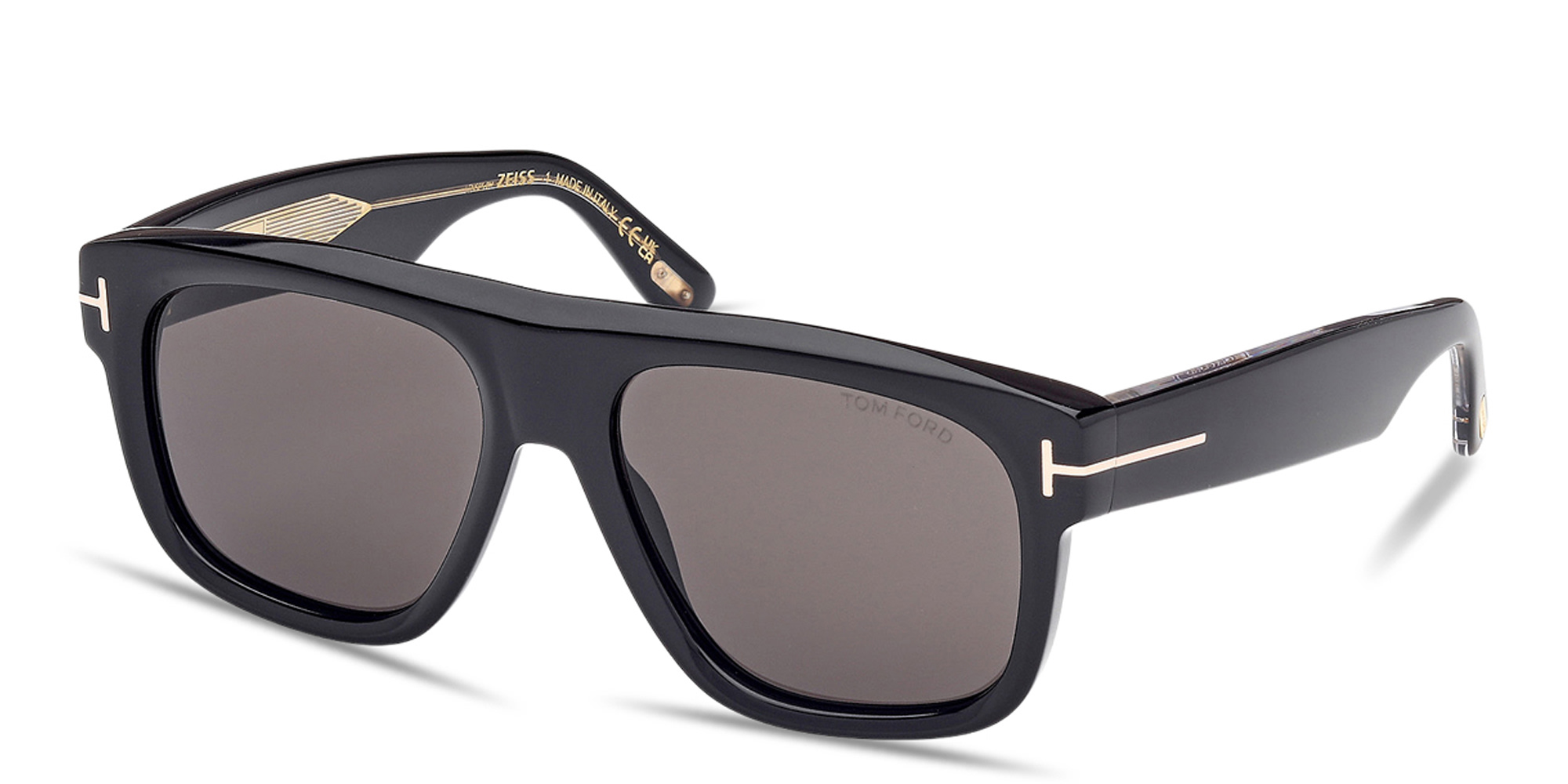 Shop TOM FORD Icon Pilot Sunglasses in Shiny Black online.