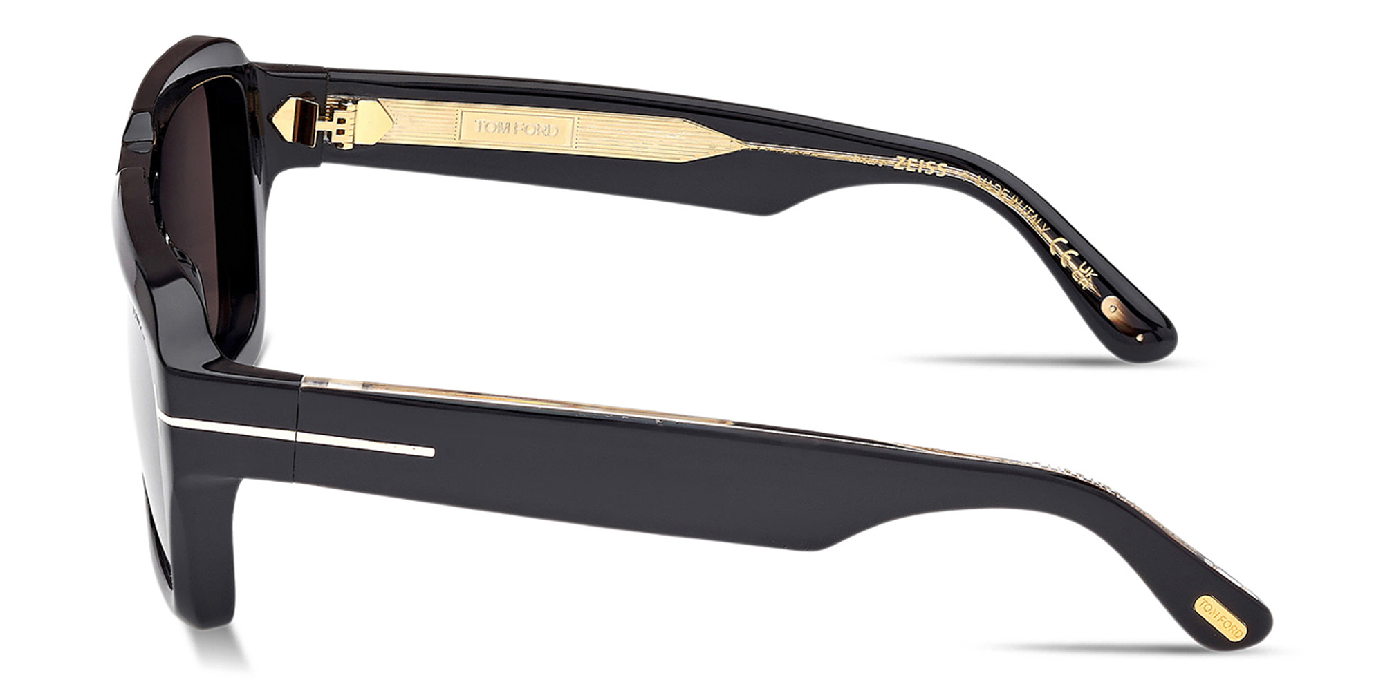 Shop TOM FORD Icon Aviator Sunglasses in Shiny Black online.