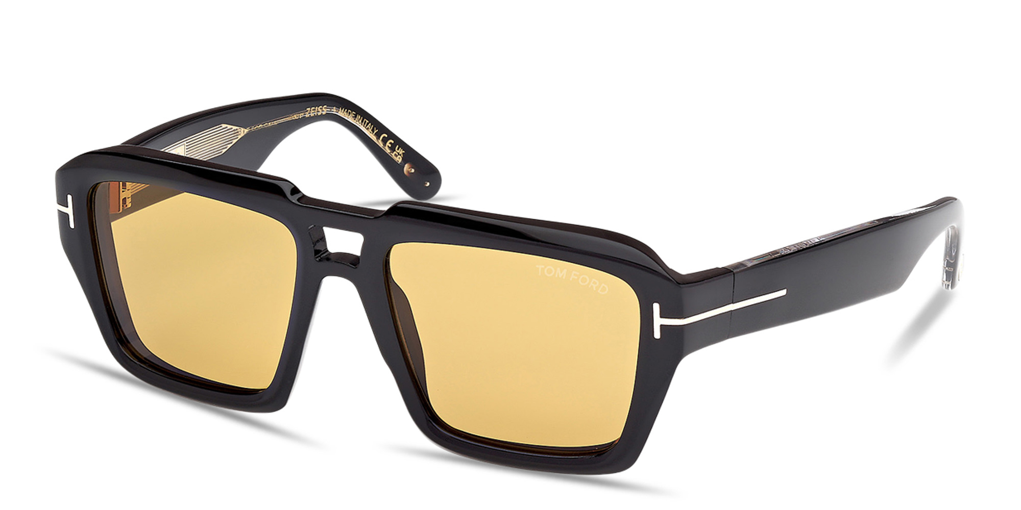 Shop TOM FORD Icon Aviator Sunglasses in Shiny Black online.