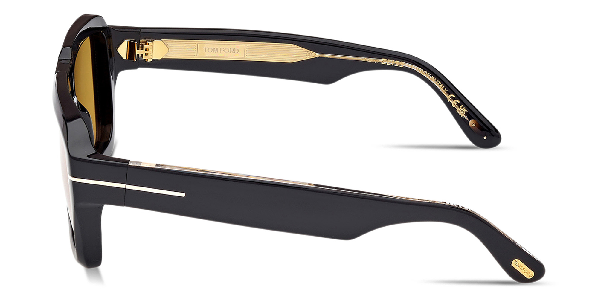 Shop TOM FORD Icon Aviator Sunglasses in Shiny Black online.