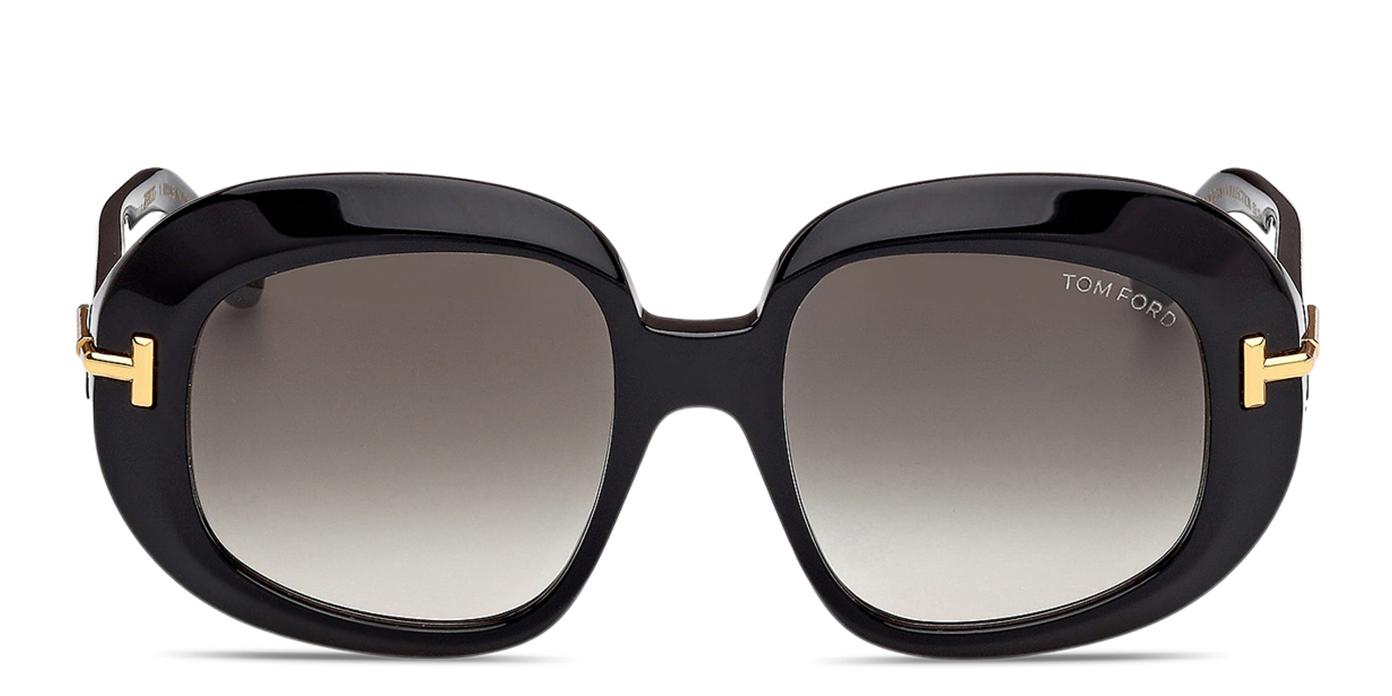 Shop TOM FORD Icon Round Sunglasses in Shiny Black online.