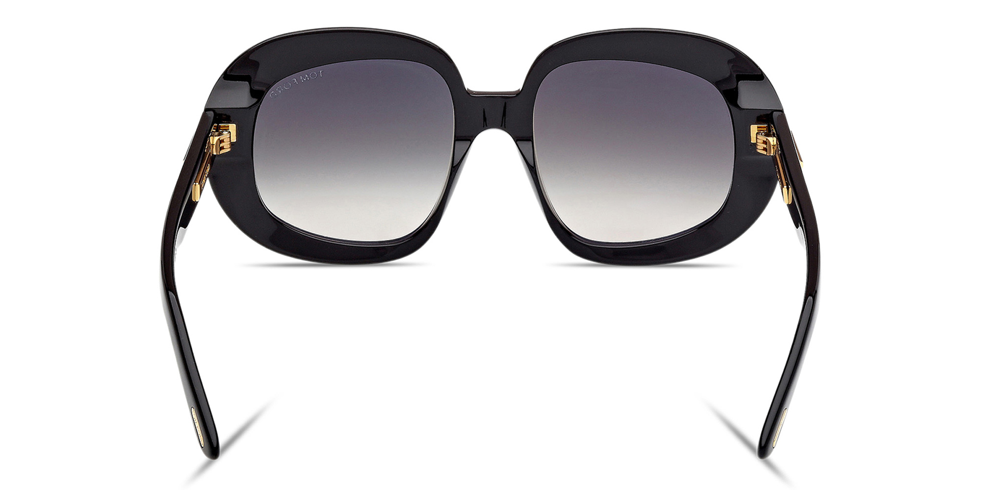 Shop TOM FORD Icon Round Sunglasses in Shiny Black online.