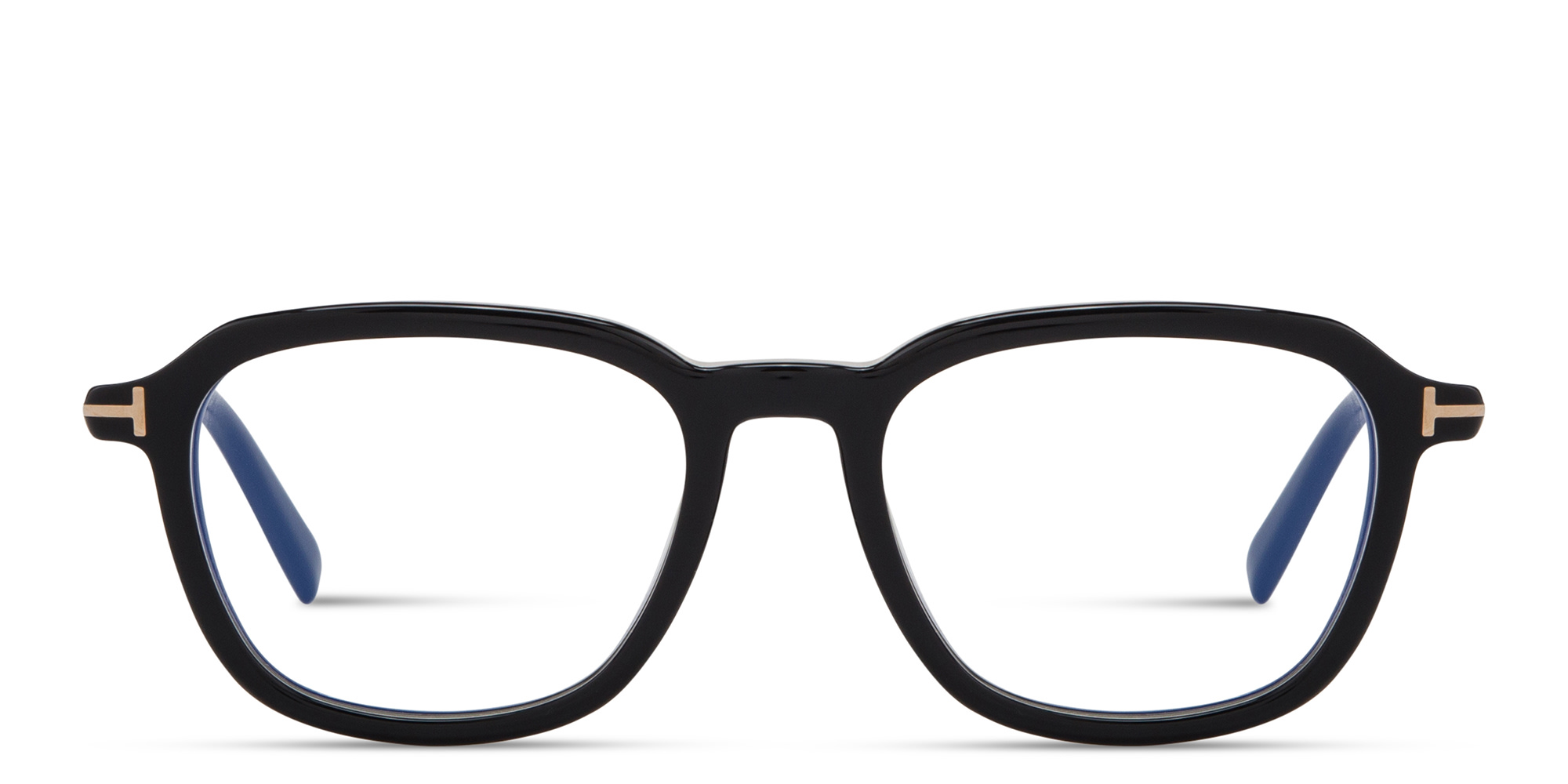 Shop TOM FORD T Logo Square Eyeglasses in Shiny Black online.