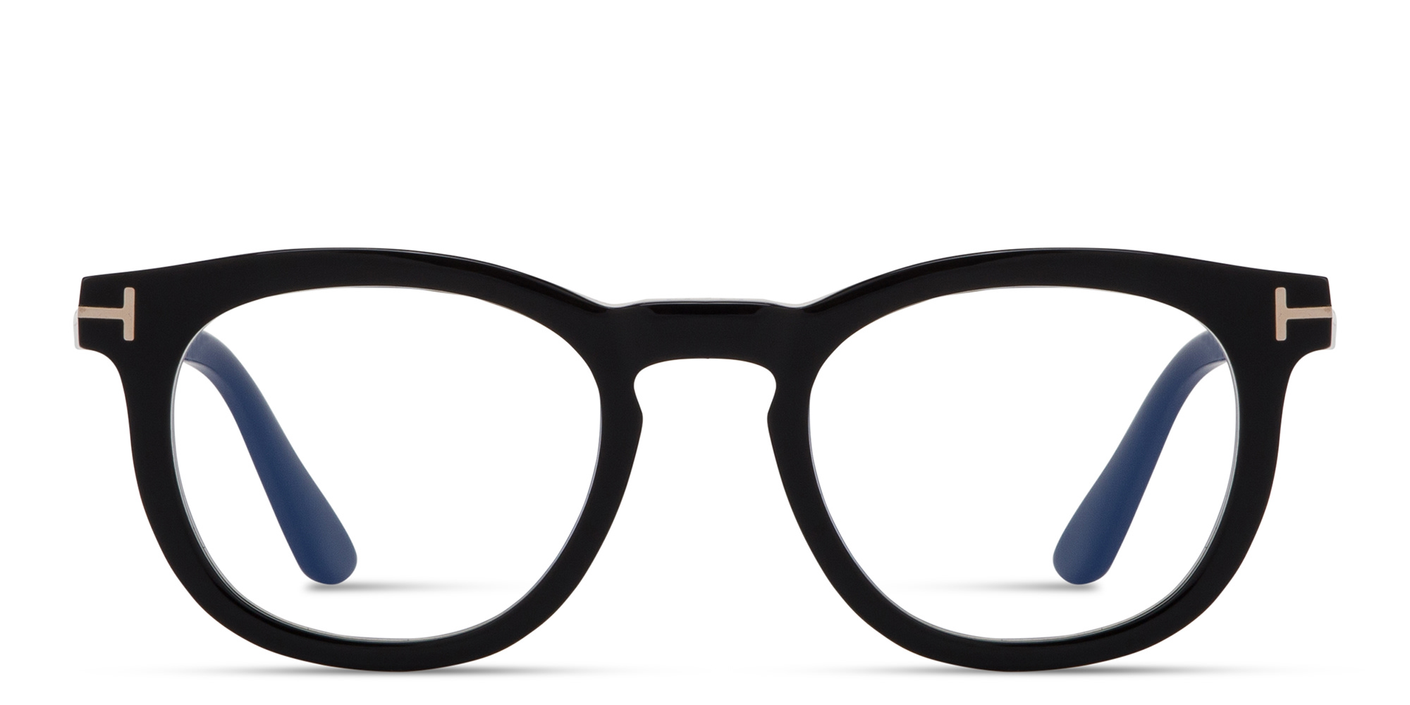 Shop TOM FORD Clip-On Round Eyeglasses in Shiny Black online.