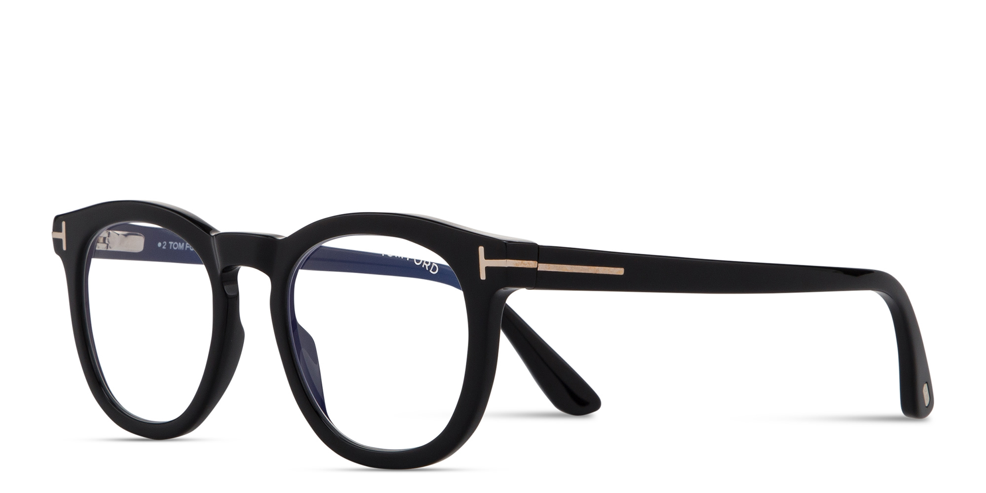 Shop TOM FORD Clip-On Round Eyeglasses in Shiny Black online.