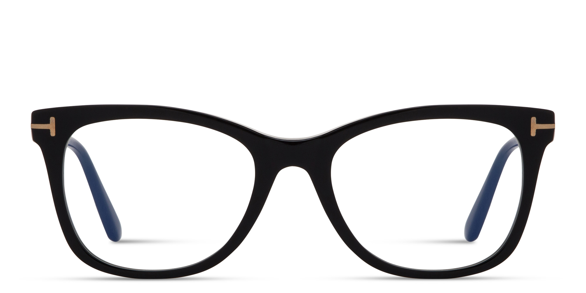 Shop TOM FORD T Logo Square Eyeglasses in Shiny Black online.