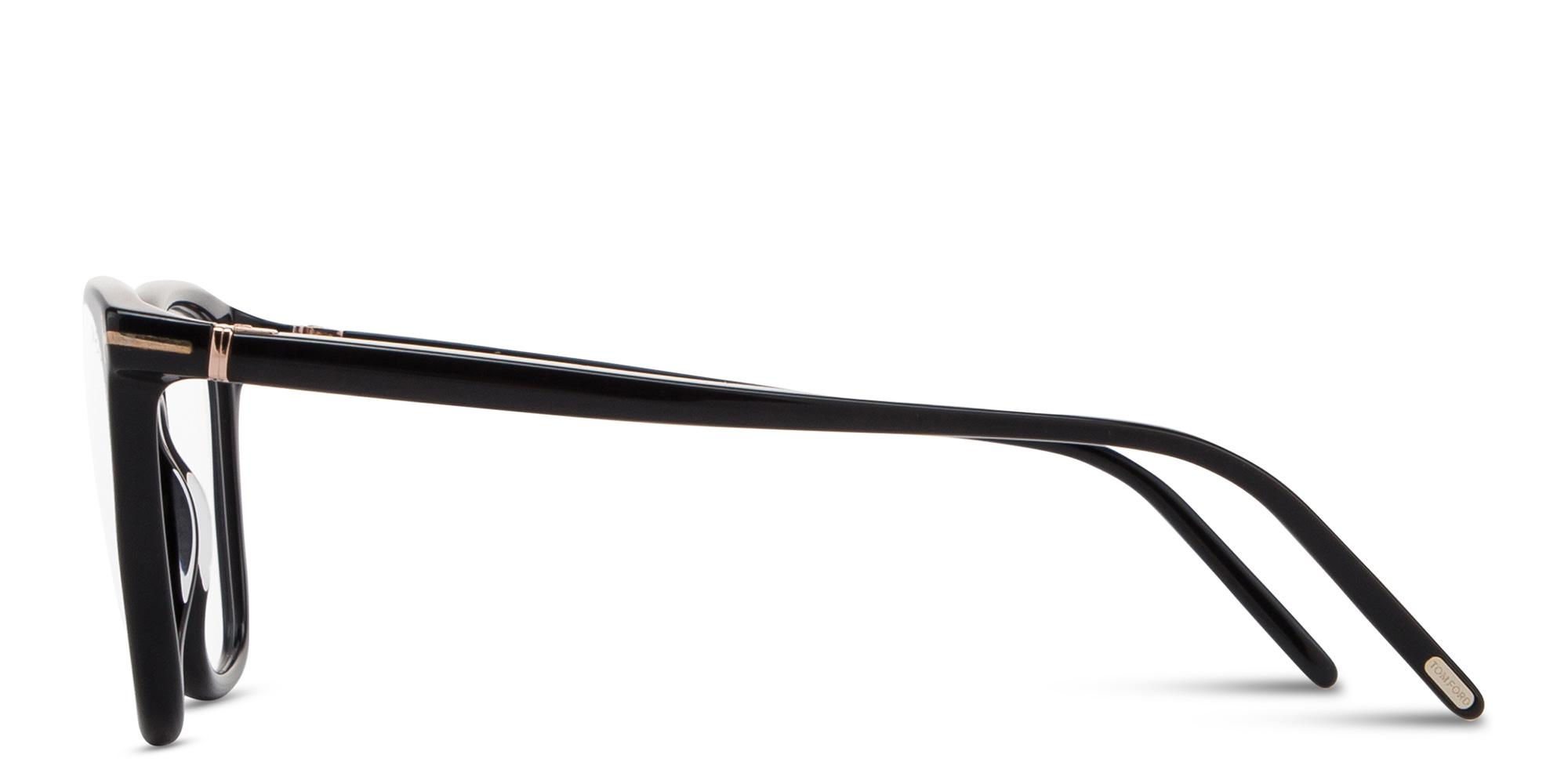 Shop TOM FORD T Logo Wide Square Eyeglasses in Shiny Black online.