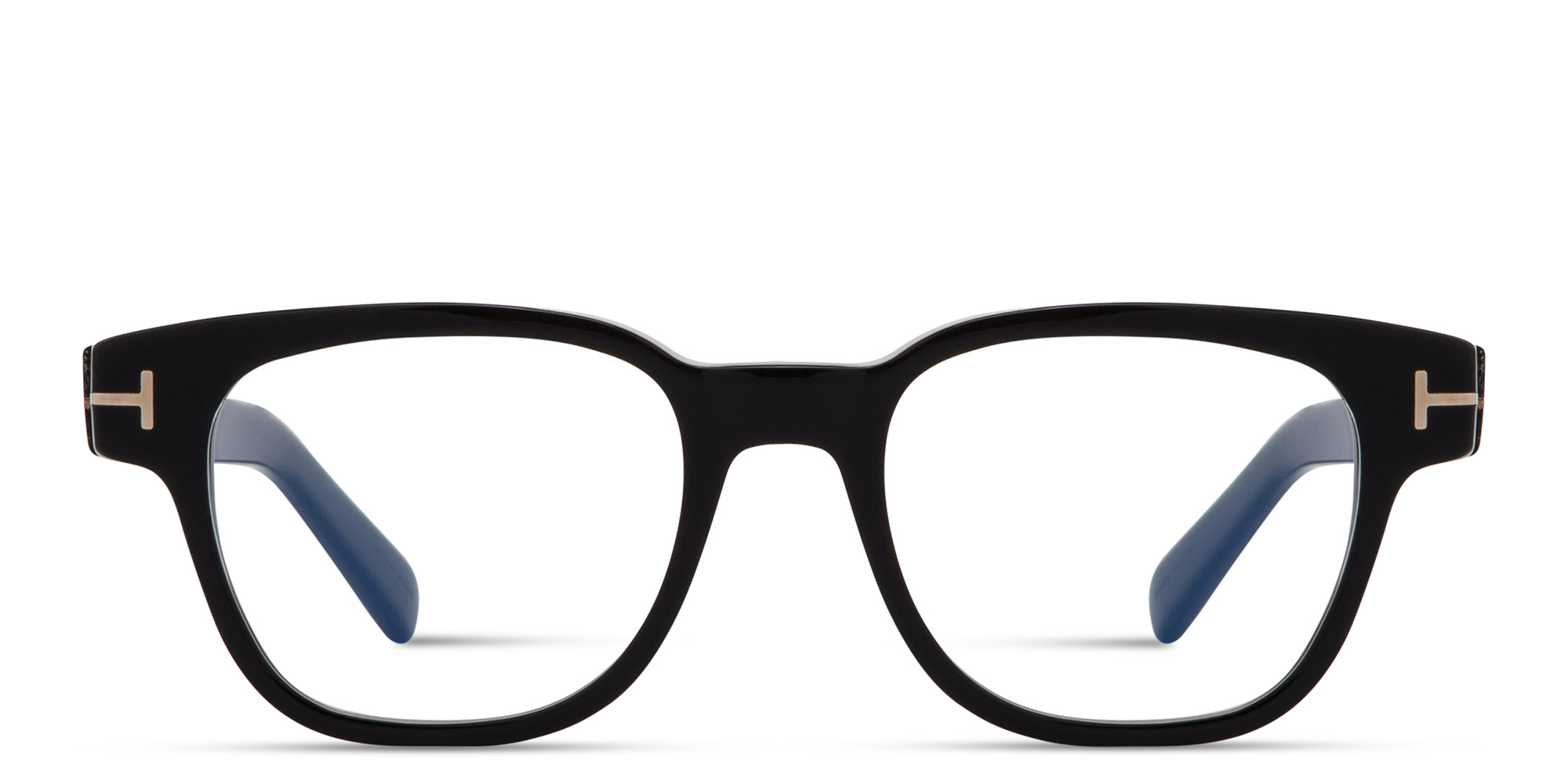 تسوق نظارات طبية مربّعة بشعار T توم فورد بلون أسود لامع أونلاين.