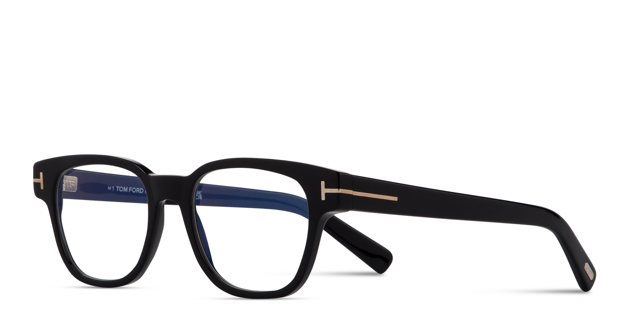 تسوق نظارات طبية مربّعة بشعار T توم فورد بلون أسود لامع أونلاين.