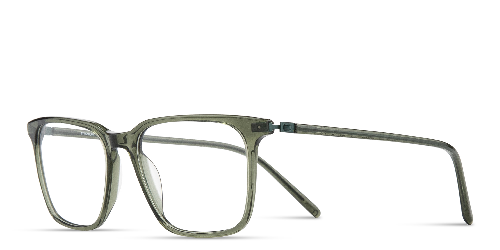 Shop MONOSTROM Rectangle Eyeglasses in Transparent Green online.