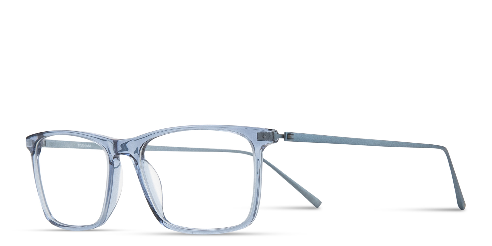 Shop MONOSTROM Rectangle Eyeglasses in Transparent Blue online.