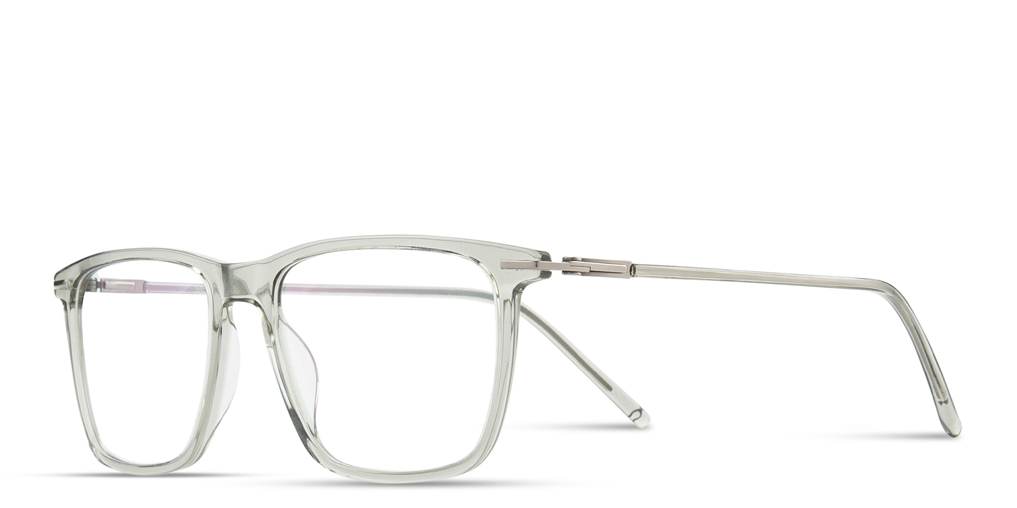 MONOSTROM Wide Square Eyeglasses in Transparent Green – Product Photo 2