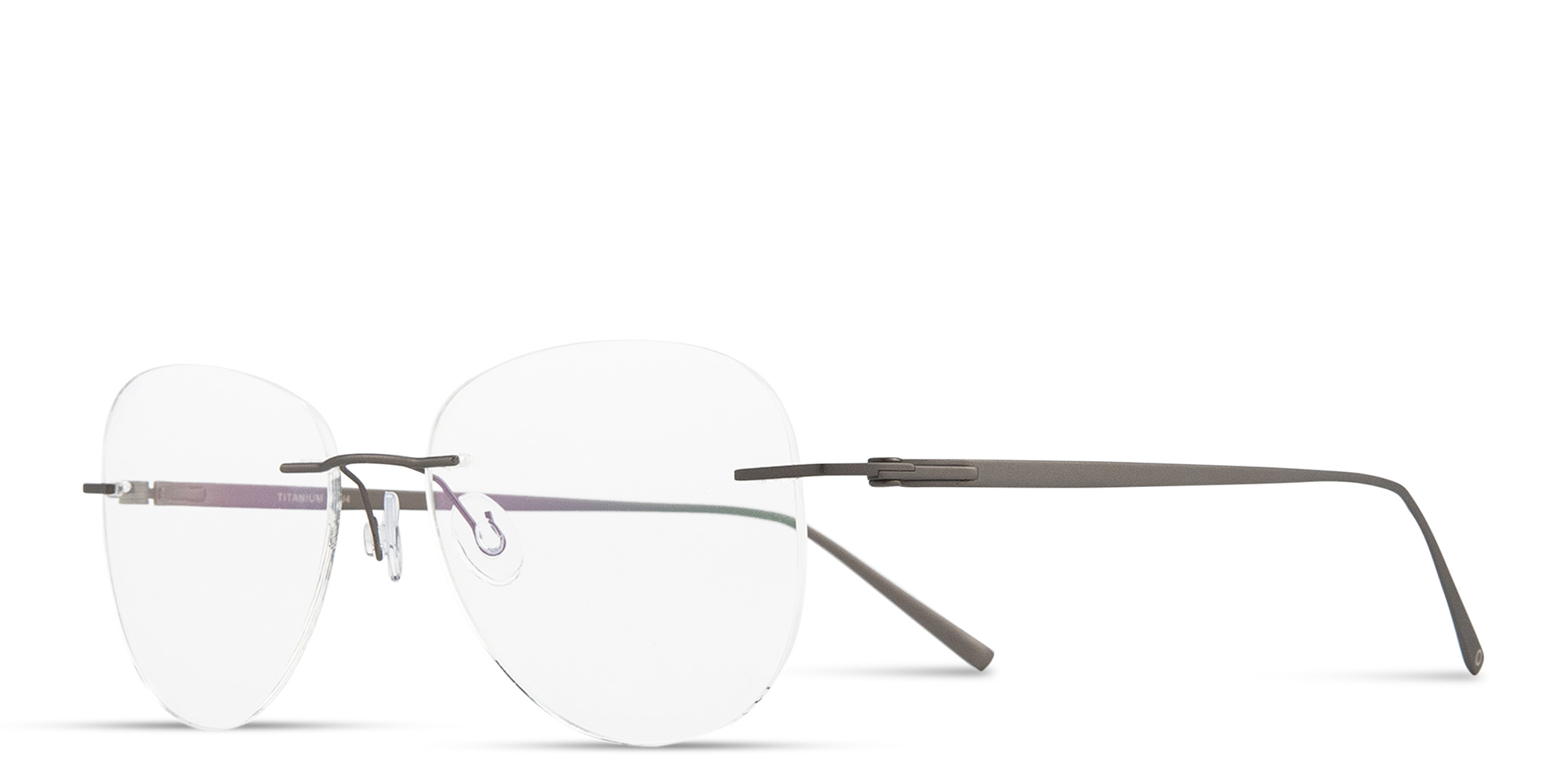 MONOSTROM Rimless Wide Aviator Eyeglasses in Gunmetal – Product Photo 2