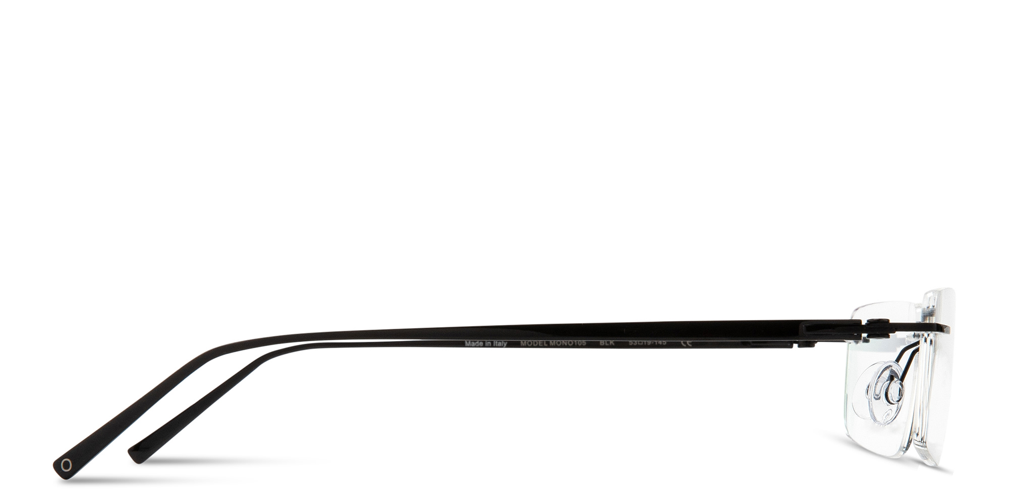Shop MONOSTROM Rimless Rectangle Eyeglasses in Black online.