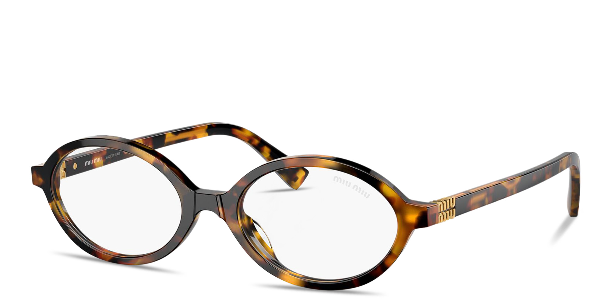 MIU MIU Vertical Logo Oval Eyeglasses in Havana – Product Photo 2