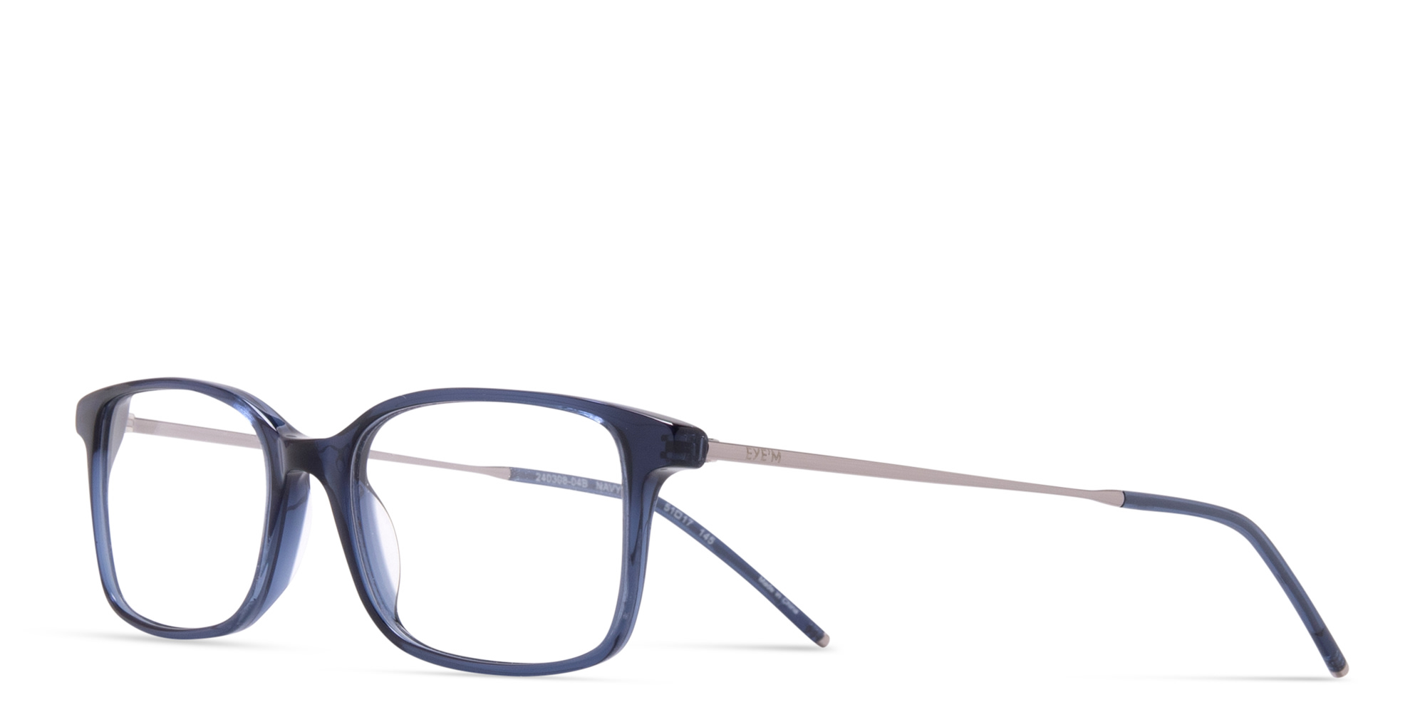 EYE'M Rectangle Eyeglasses in Transparent Navy Blue – Product Photo 2