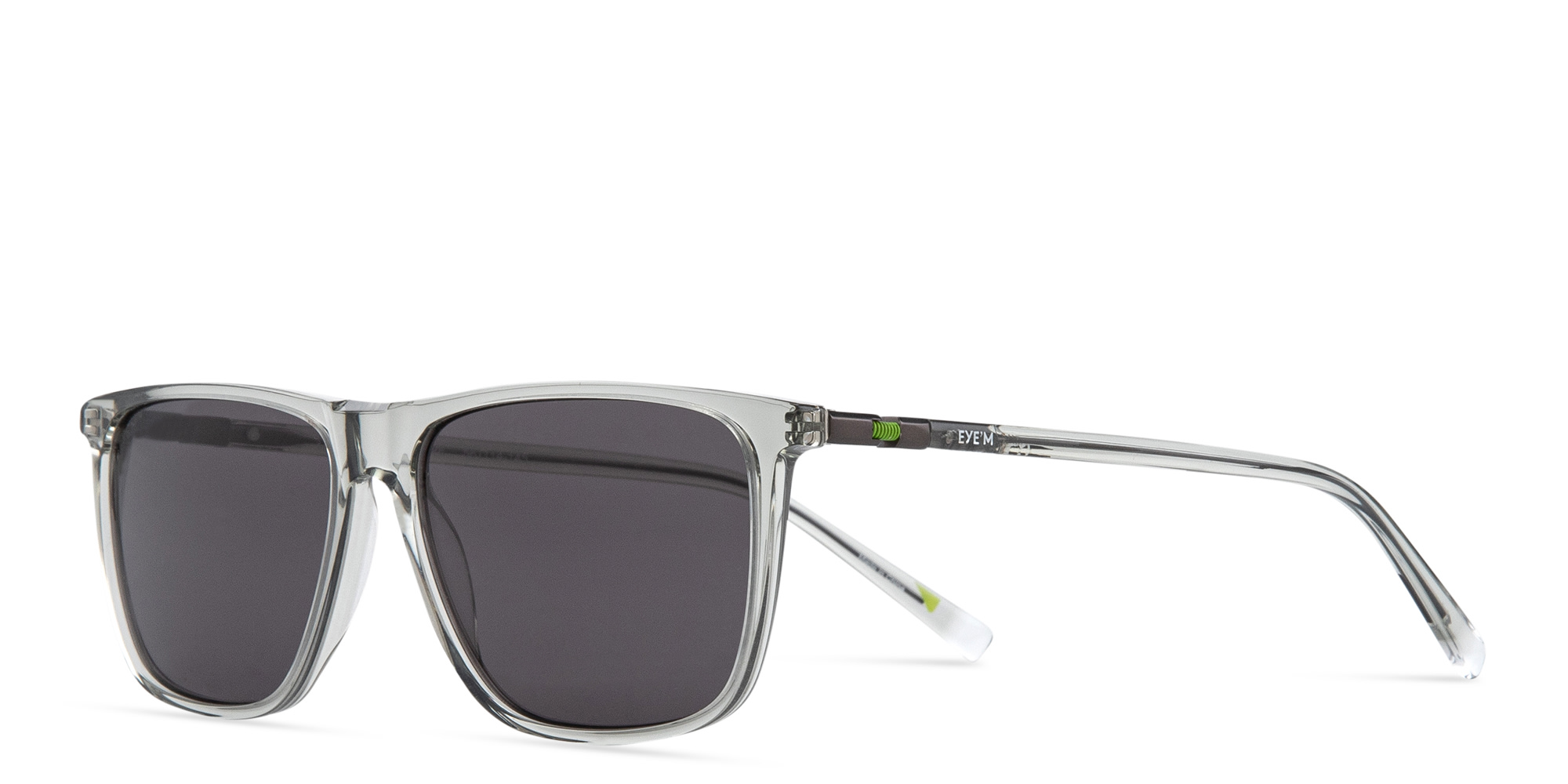 Shop EYE'M Rectangle Sunglasses in Grey Transparent online.